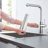 [31608002] GROHE Blue Single-Handle Pull-Out Kitchen Faucet Single Spray 1.75 GPM (6.6 L/min) with Chilled & Sparkling Water - GROHE StarLight Chrome