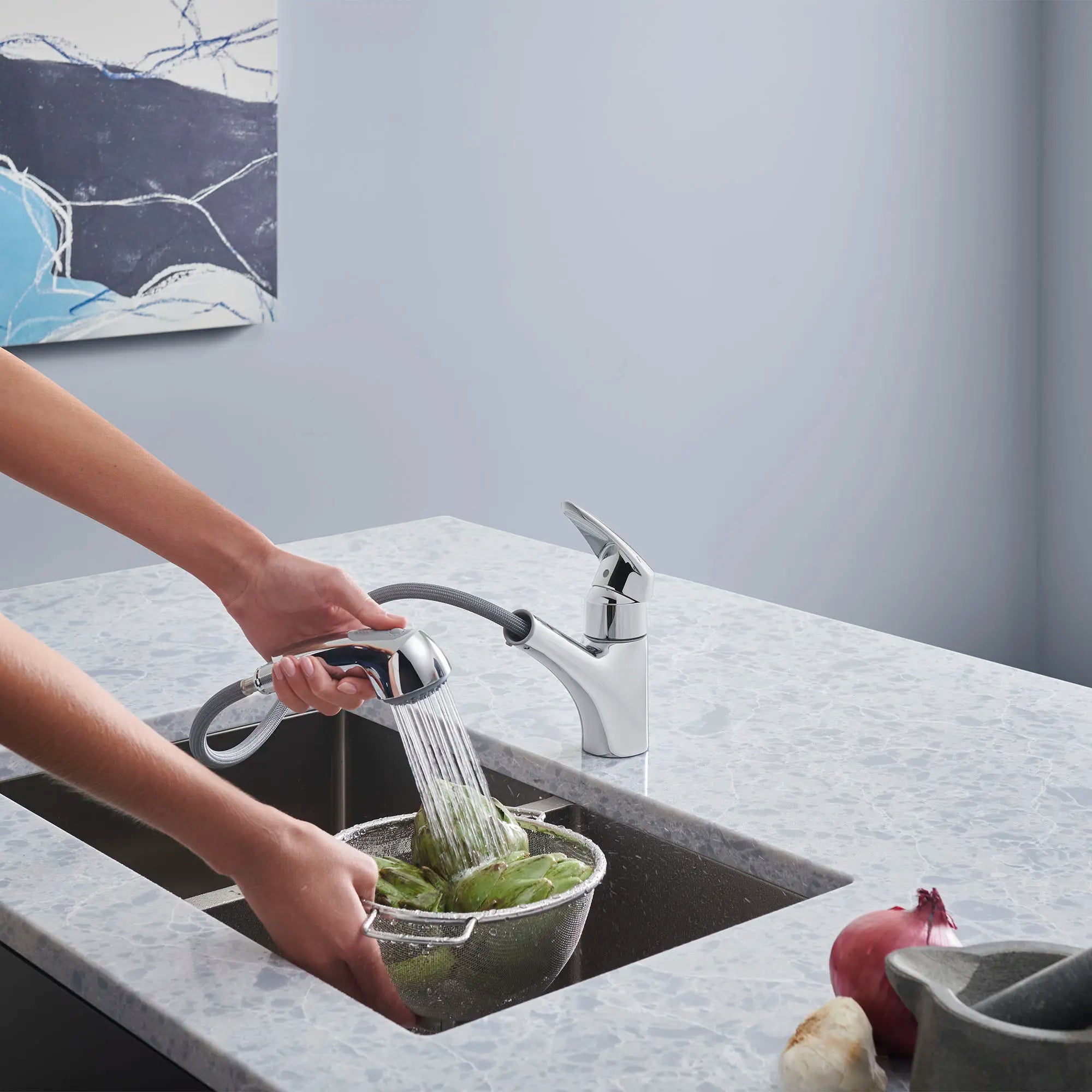 Eurodisc Single-Handle Pull-Out Kitchen Faucet Dual Spray 1.75 GPM // GROHE STARLIGHT CHROME // 100684_L-33330001_CDNwebp.webp