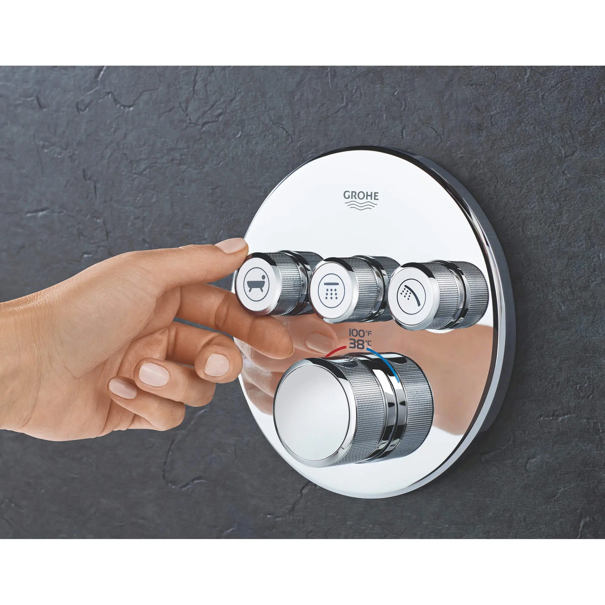 Triple Function Thermostatic Valve Trim // GROHE STARLIGHT CHROME // 125058_GROHTHERM_29138000_Lifestyle_Image_URL.3_CDNwebp.webp
