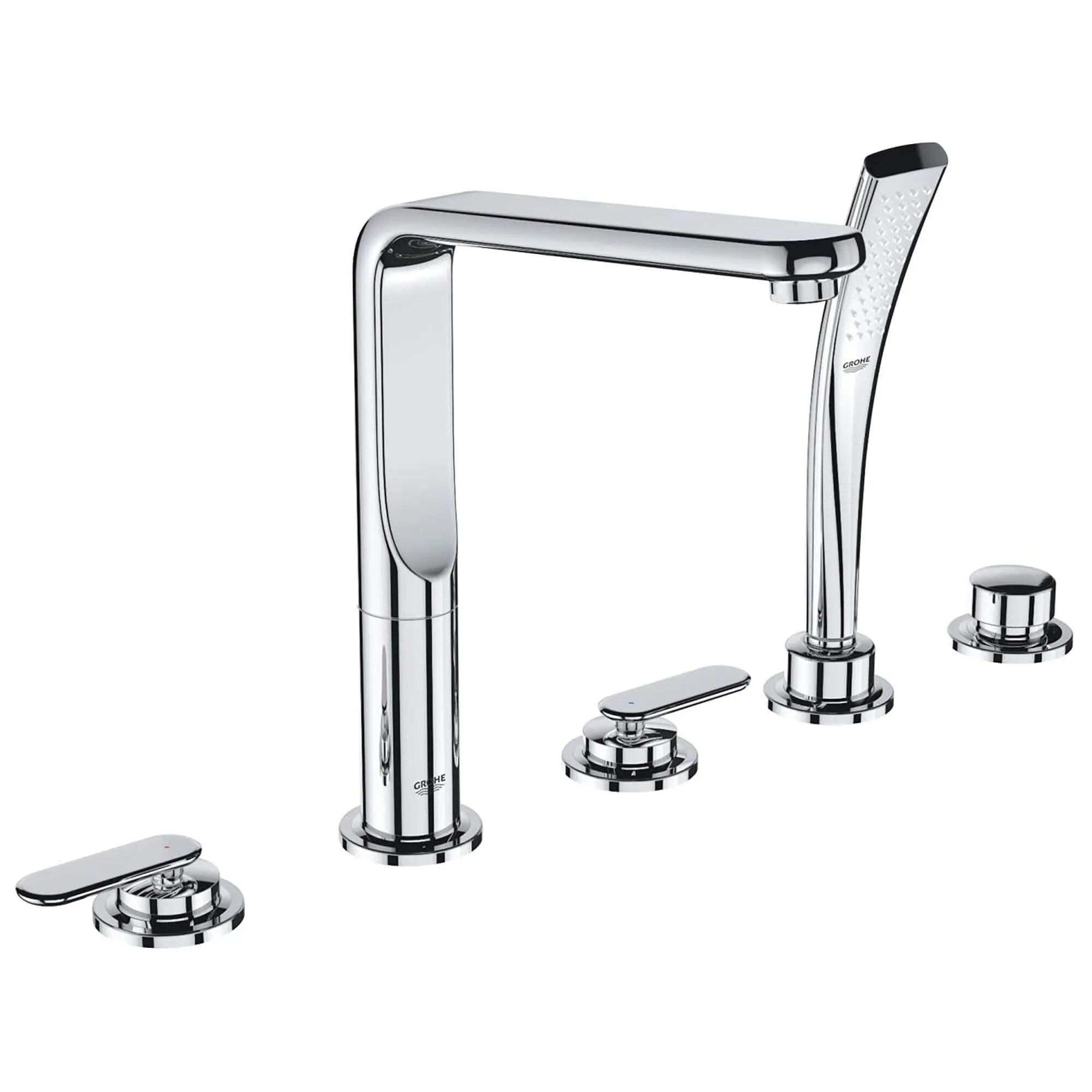 Five-Hole Roman Tub Filler With Hand Shower // GROHE STARLIGHT CHROME // 12655_19363000-Veris-Five-Hole_Bathtub_Faucet_with_Handshower_0_CDNwebp.webp