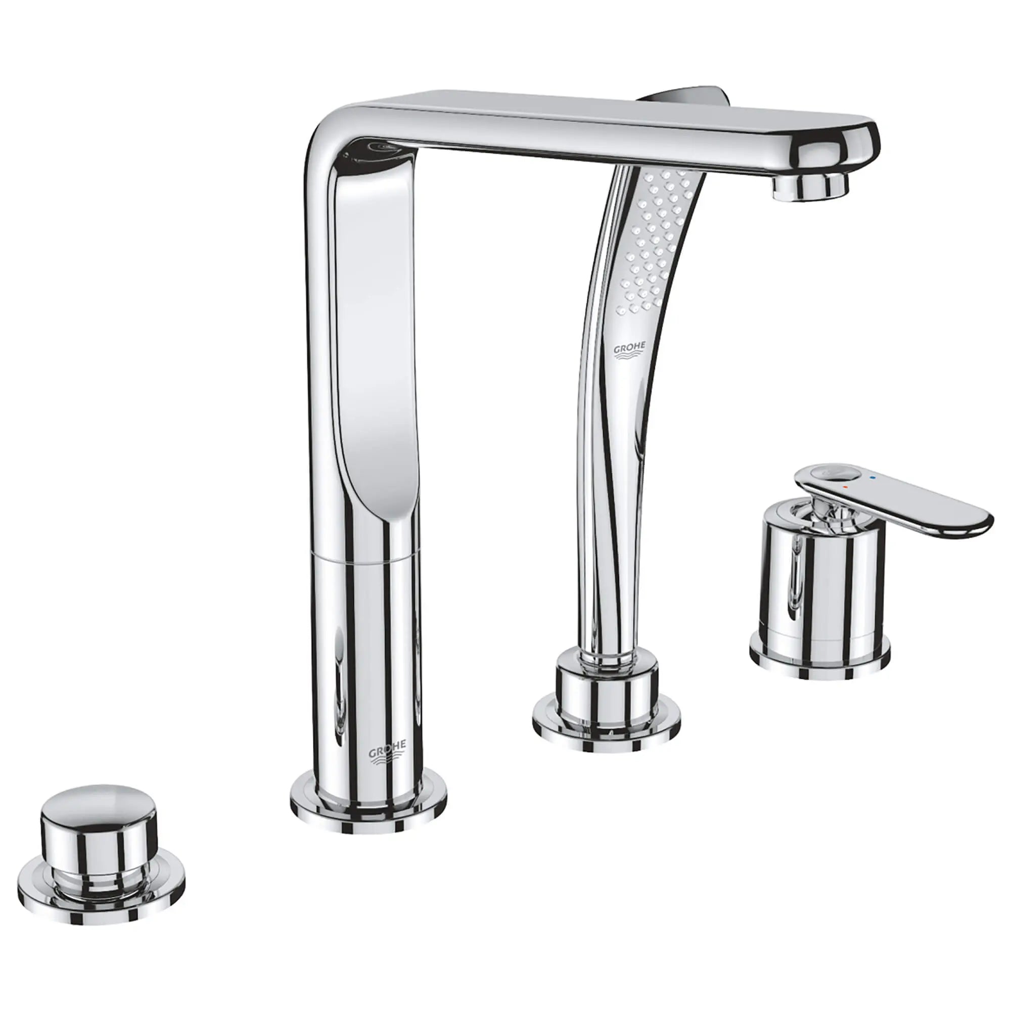 Four-Hole Roman Tub Filler With Hand Shower // GROHE STARLIGHT CHROME // 12662_19374000-Veris-Four-Hole_Bathtub_Faucet_with_Handshower_0_CDNwebp.webp