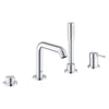 [1957800A] 4-Hole Single-Handle Deck Mount Roman Tub Faucet with 1.75 GPM (6.6 L/min) Hand Shower - GROHE StarLight Chrome