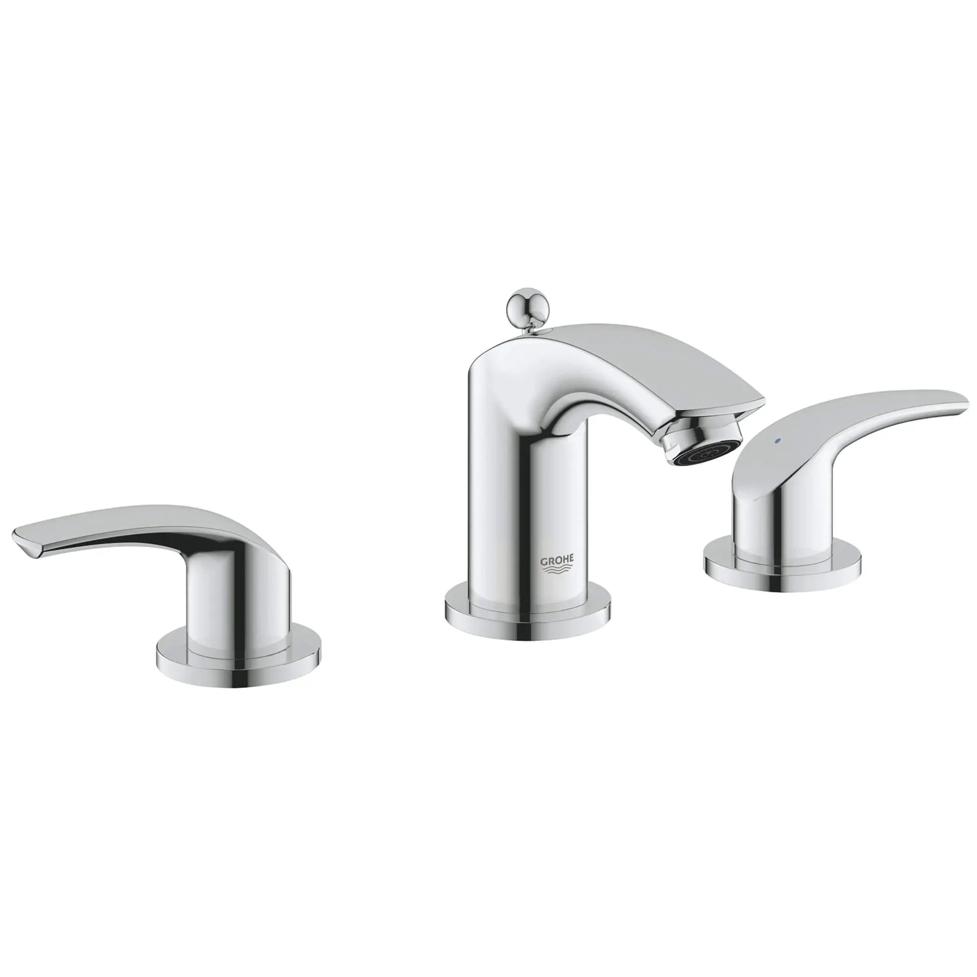 New 8 in. Widespread 2-Handle Low Arc Bathroom Faucet // GROHE STARLIGHT CHROME // 13153_20294000-eurosmart-8-inch-widespread-two-handle-bathroom-faucet-s-size-starlight-chrome_0_CDNwebp.webp