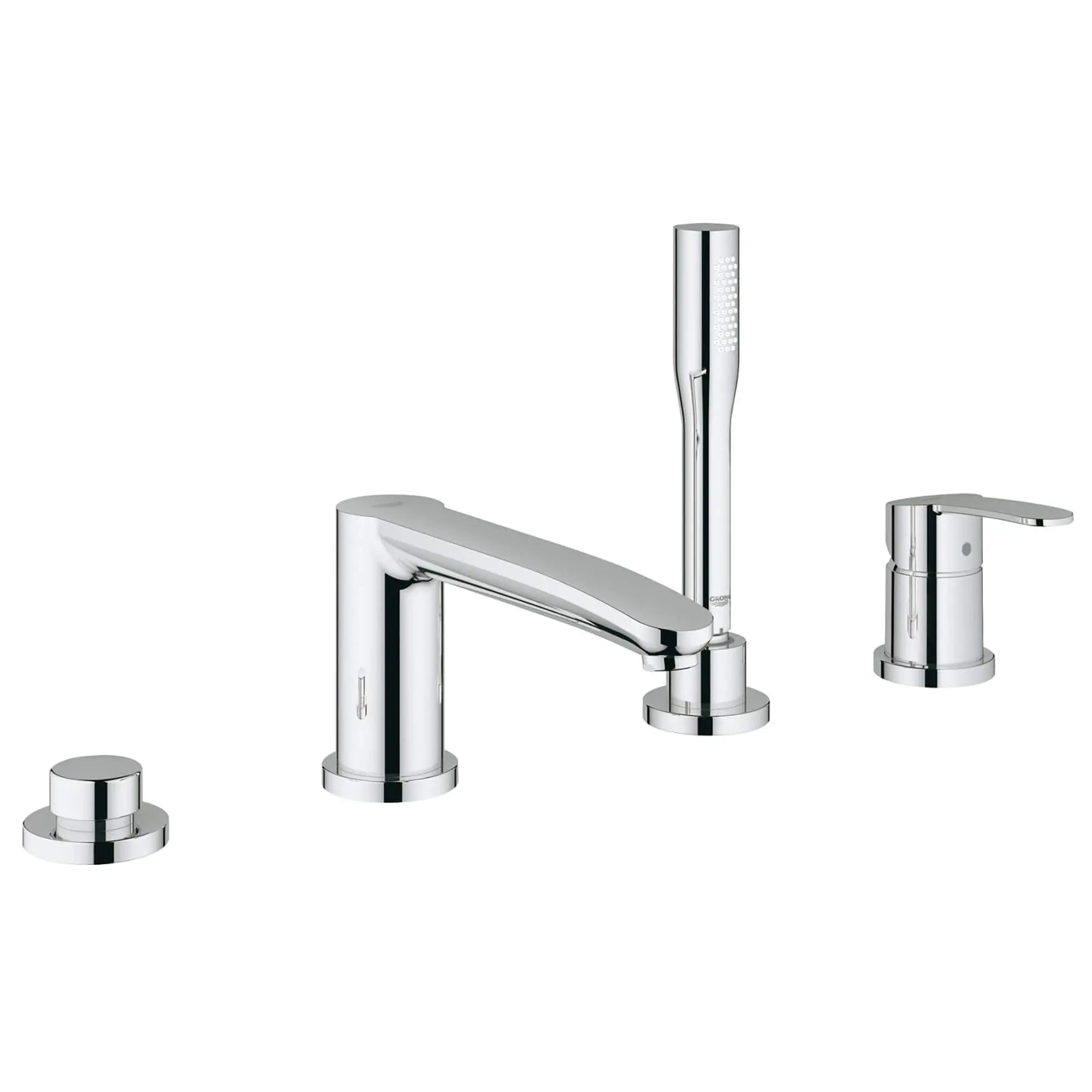Eurostyle Cosmopolitan Roman Tub Filler With Personal Hand Shower // GROHE STARLIGHT CHROME // 13392_23048002-Eurostyle_Cosmopolitan-Four-Hole_Bathtub_Faucet_with_Handshower_0_CDNwebp.webp