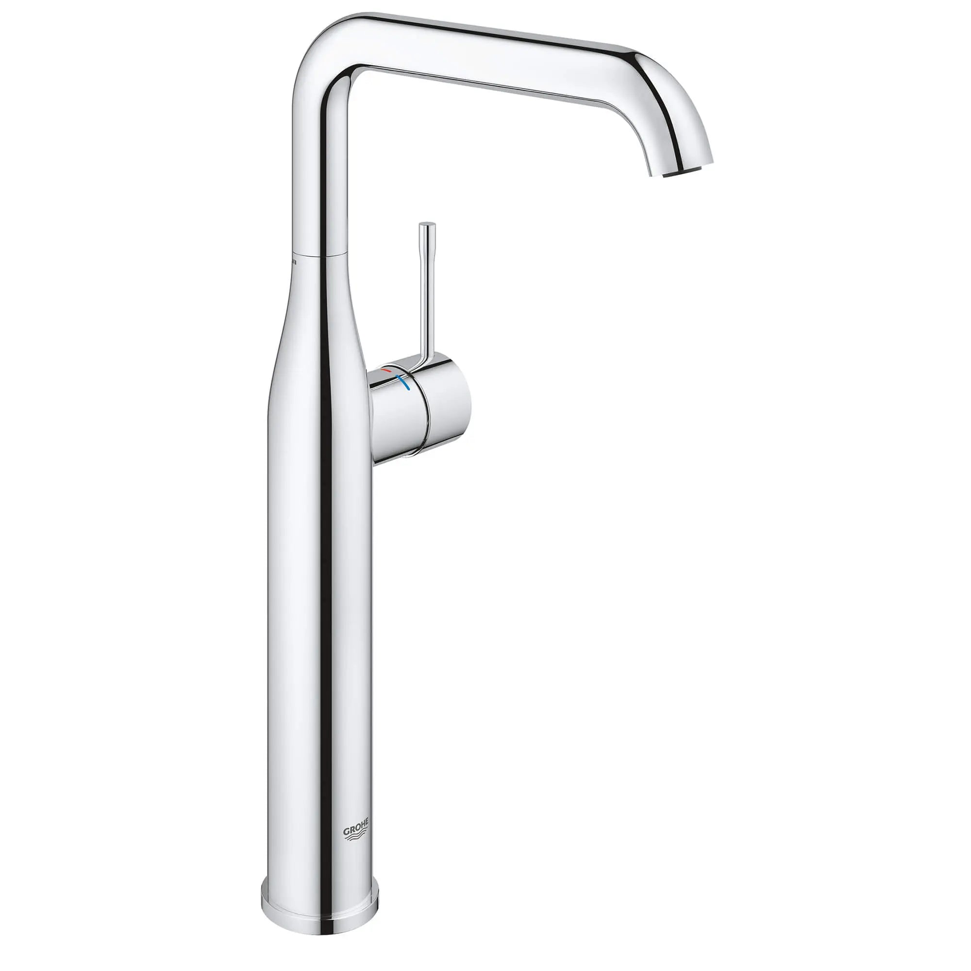 Single Hole Single-Handle Deck Mount Vessel Sink Faucet, 1.2 GPM (4.5 L/min) // GROHE STARLIGHT CHROME // 13499_2353800a-essence-single-hole-single-handle-vessel-bathroom-faucet-xl-size-starlight-chrome_0_CDNwebp.webp