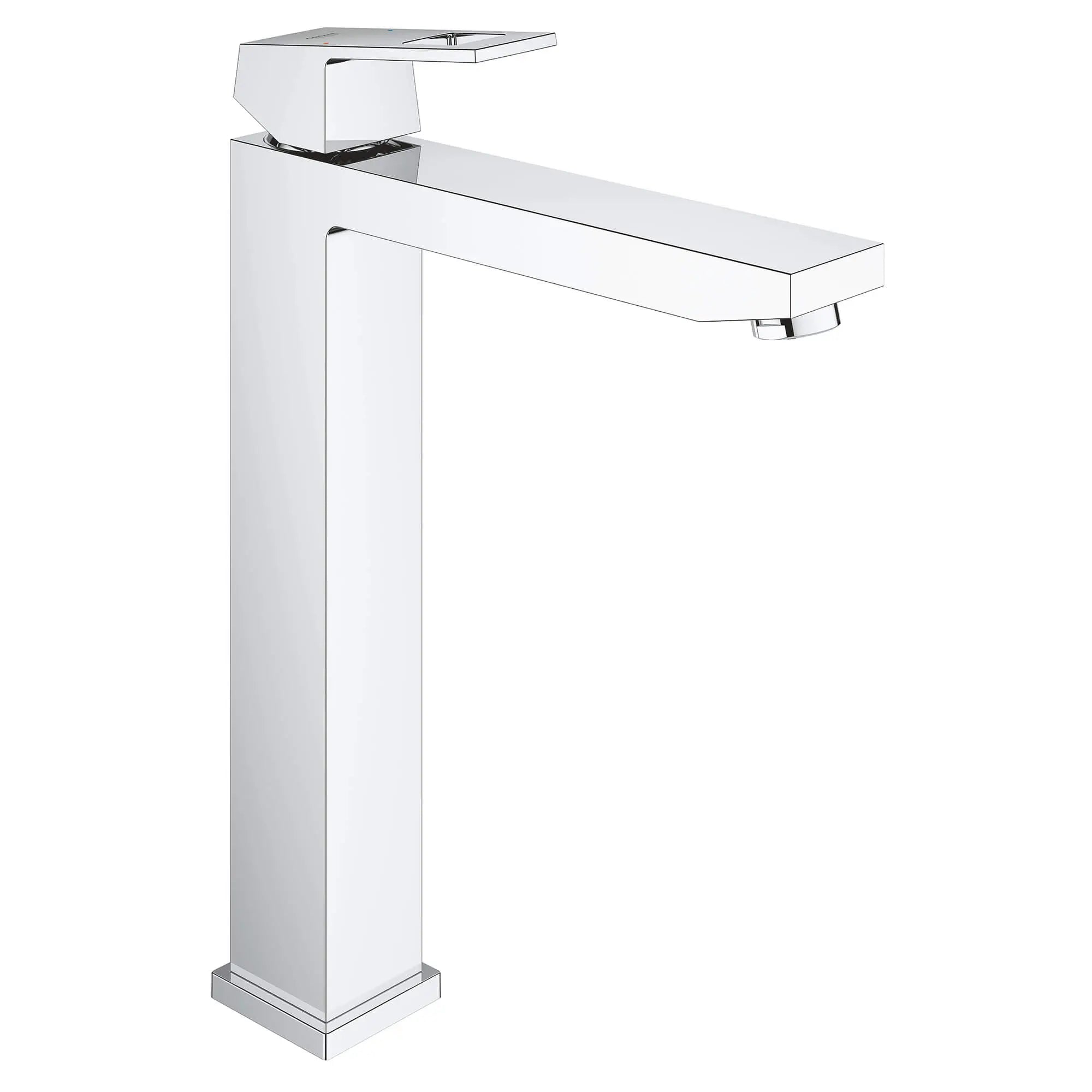 Single Hole Single-Handle Deck Mount Vessel Sink Faucet, 1.2 GPM (4.5 L/min) // GROHE STARLIGHT CHROME // 13531_23671000-eurocube-single-hole-single-handle-vessel-bathroom-faucet-xl-size-starlight-chrome_0_CDNwebp.webp