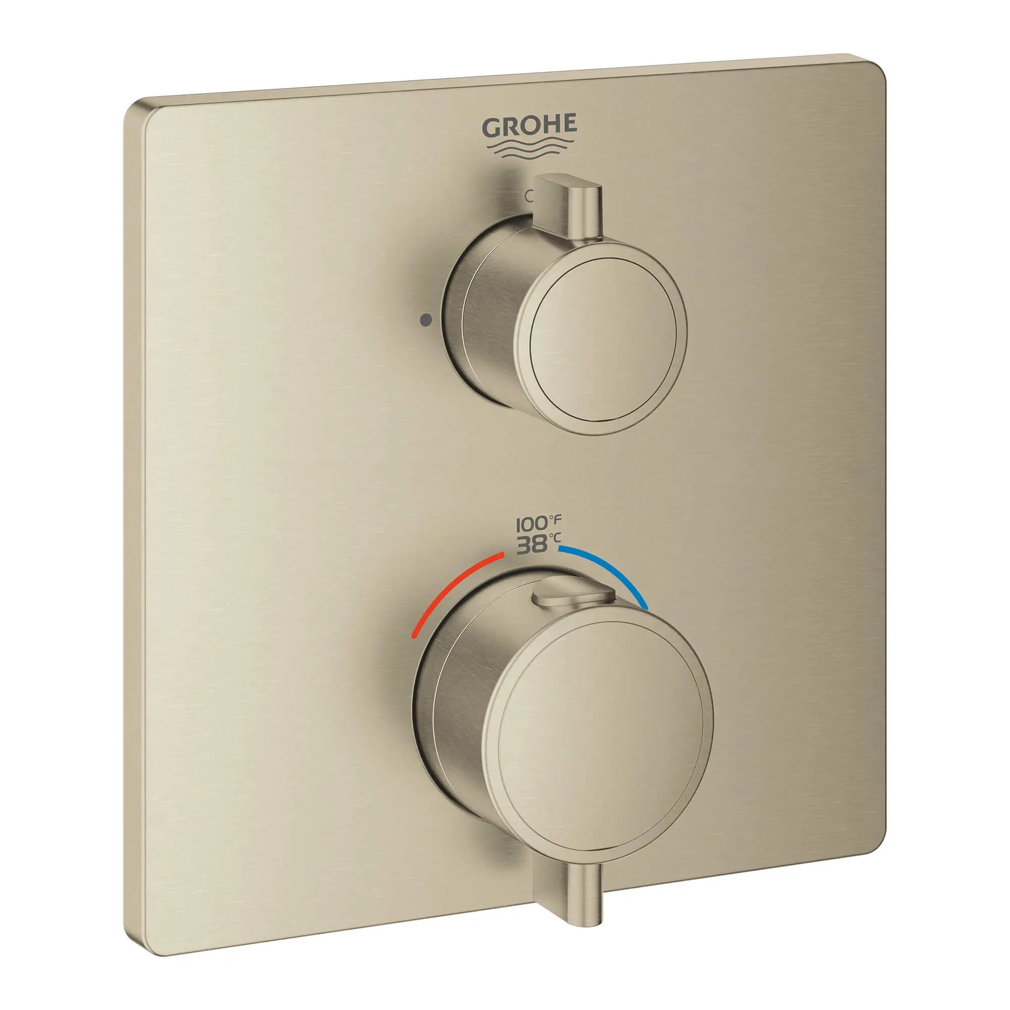 Single Function 2-Handle Thermostatic Valve Trim // BRUSHED NICKEL INFINITYFINISH // 13611_24110en0-grohtherm-single-function-2-handle-thermostatic-trim-brushed-nickel-infinityfinish_0_CDNwebp.webp