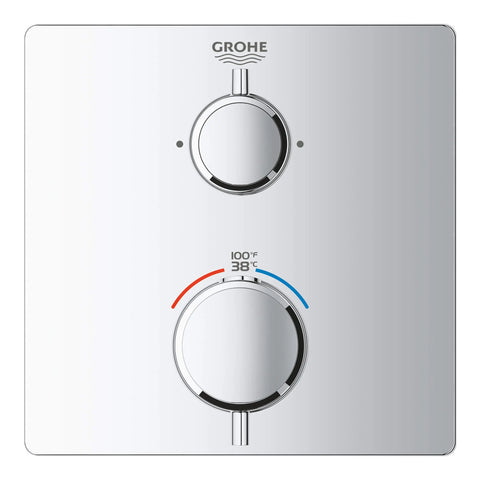 Dual Function 2-Handle Thermostatic Valve Trim - GROHE StarLight Chrome