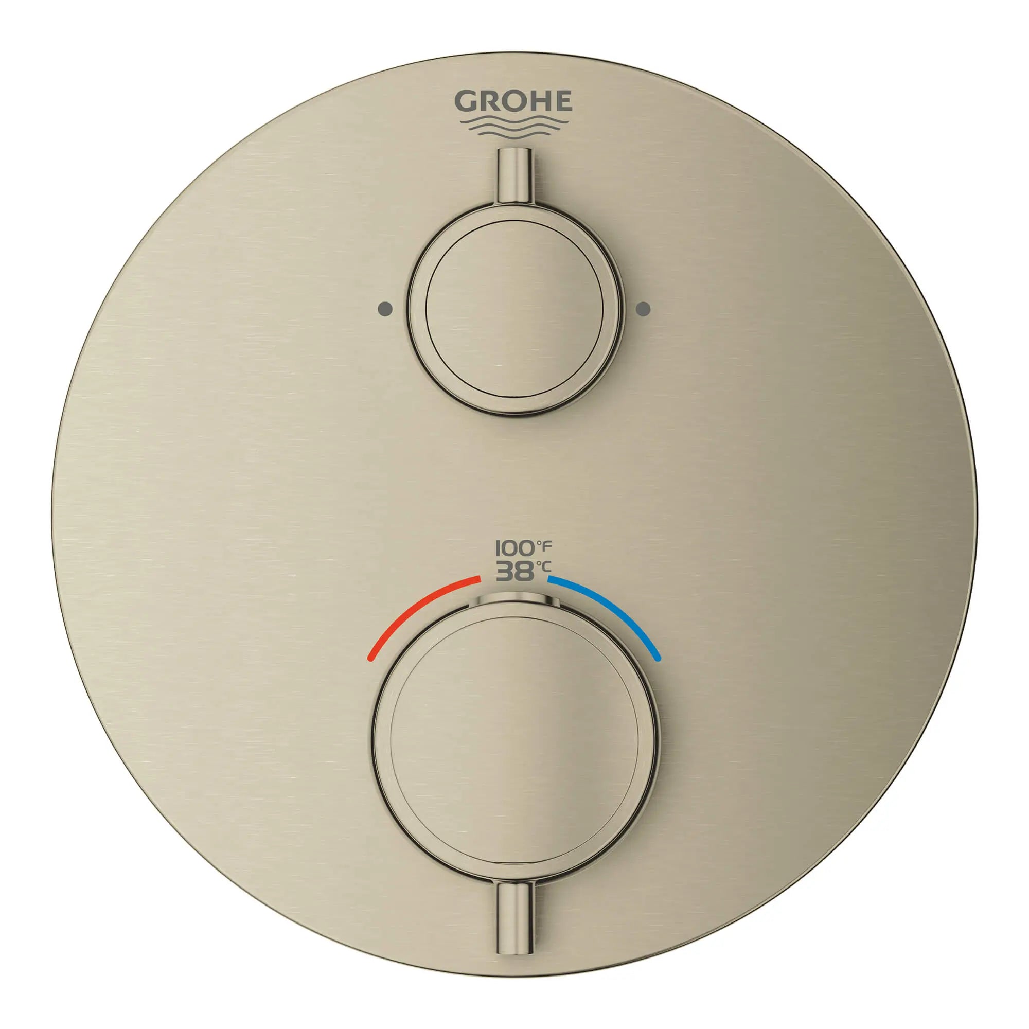 Dual Function 2-Handle Thermostatic Valve Trim // BRUSHED NICKEL INFINITYFINISH // 13623_24133en0-grohtherm-dual-function-2-handle-thermostatic-trim-brushed-nickel-infinityfinish-3_0_CDNwebp.webp