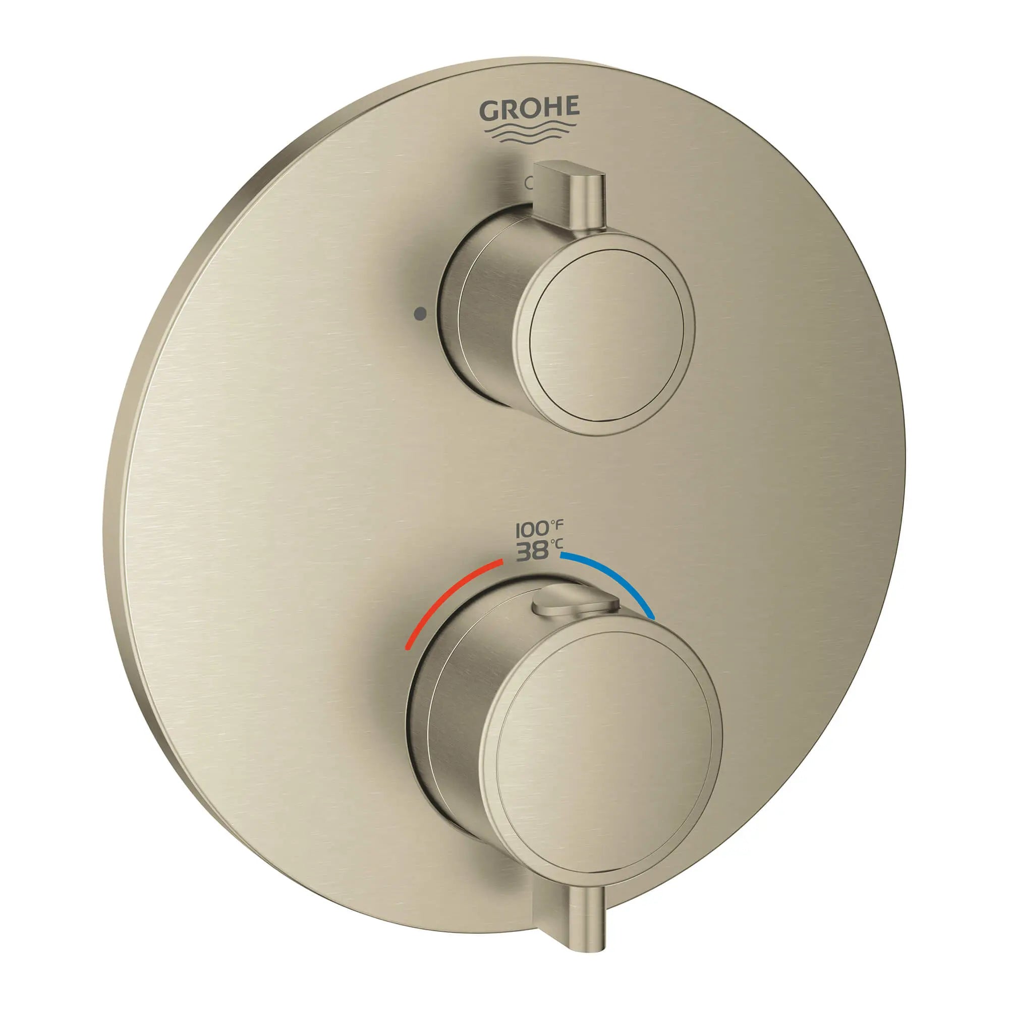 Dual Function 2-Handle Thermostatic Valve Trim // BRUSHED NICKEL INFINITYFINISH // 13624_24133en0-grohtherm-dual-function-2-handle-thermostatic-trim-brushed-nickel-infinityfinish_0_CDNwebp.webp
