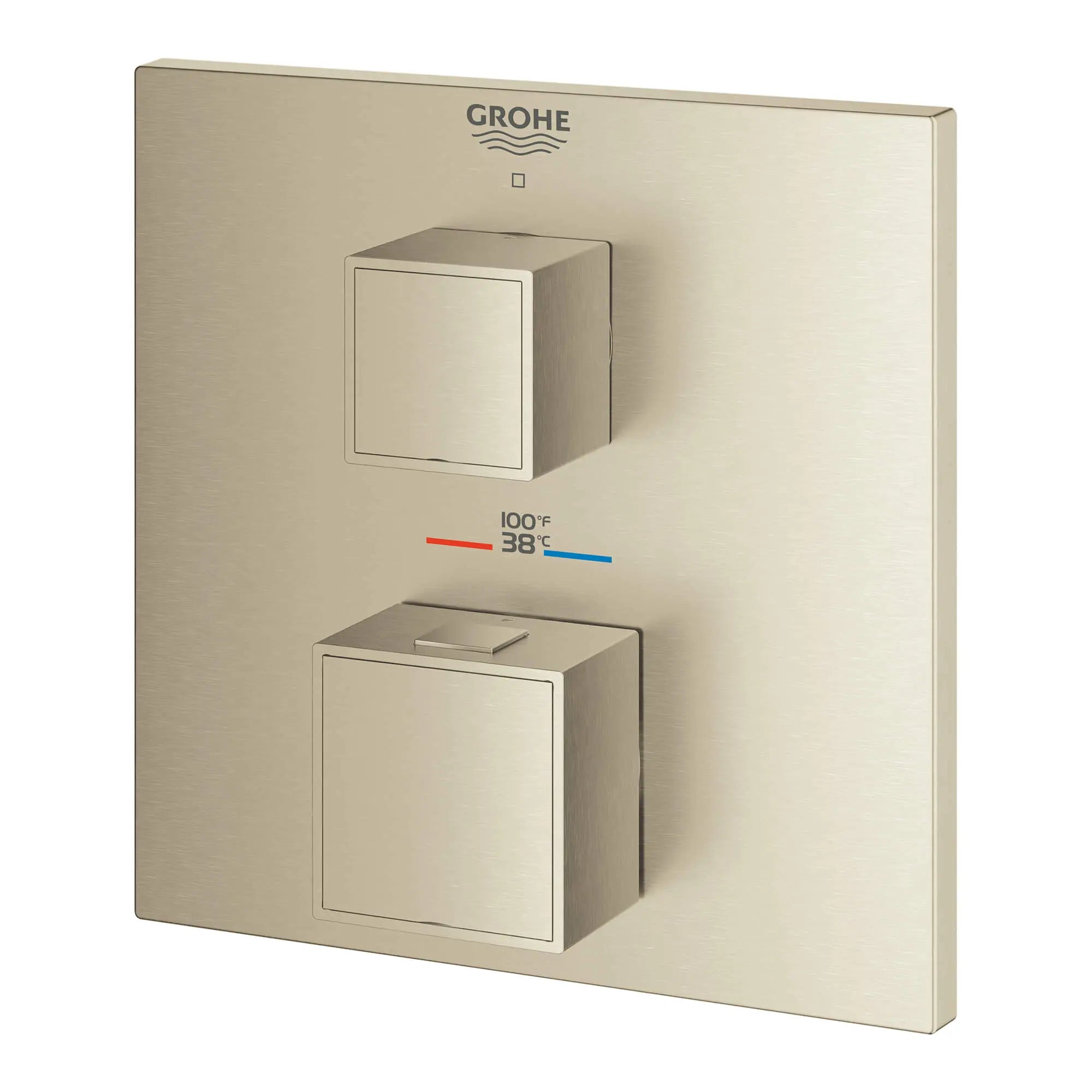 Single Function 2-Handle Thermostatic Valve Trim // BRUSHED NICKEL INFINITYFINISH // 13640_24157en0-grohtherm-cube-single-function-2-handle-thermostatic-trim-brushed-nickel-infinityfinish-2_0_CDNwebp.webp