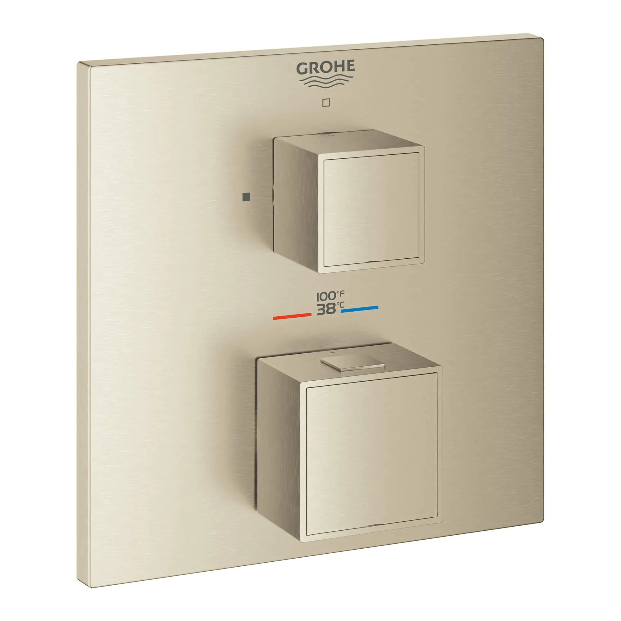 Single Function 2-Handle Thermostatic Valve Trim // BRUSHED NICKEL INFINITYFINISH // 13642_24157en0-grohtherm-cube-single-function-2-handle-thermostatic-trim-brushed-nickel-infinityfinish_0_CDNwebp.webp