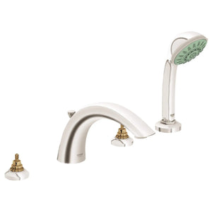 [25072EN0] 4-Hole 2-Handle Deck Mount Roman Tub Faucet with 2.5 GPM Hand Shower - GROHE StarLight Chrome