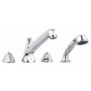 [25077000] 4-Hole 2-Handle Deck Mount Roman Tub Faucet with 2.5 GPM Hand Shower - GROHE StarLight Chrome