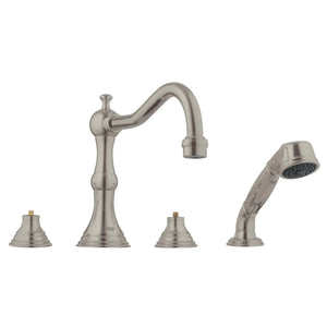 [25080EN0] 4-Hole 2-Handle Deck Mount Roman Tub Faucet with 2.5 GPM Hand Shower - GROHE StarLight Chrome