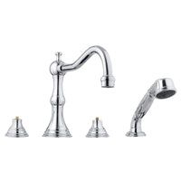[25080000] 4-Hole 2-Handle Deck Mount Roman Tub Faucet with 2.5 GPM Hand Shower - GROHE StarLight Chrome