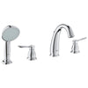 [25153001] 4-Hole Single-Handle Deck Mount Roman Tub Faucet with 2.0 GPM Hand Shower - GROHE StarLight Chrome