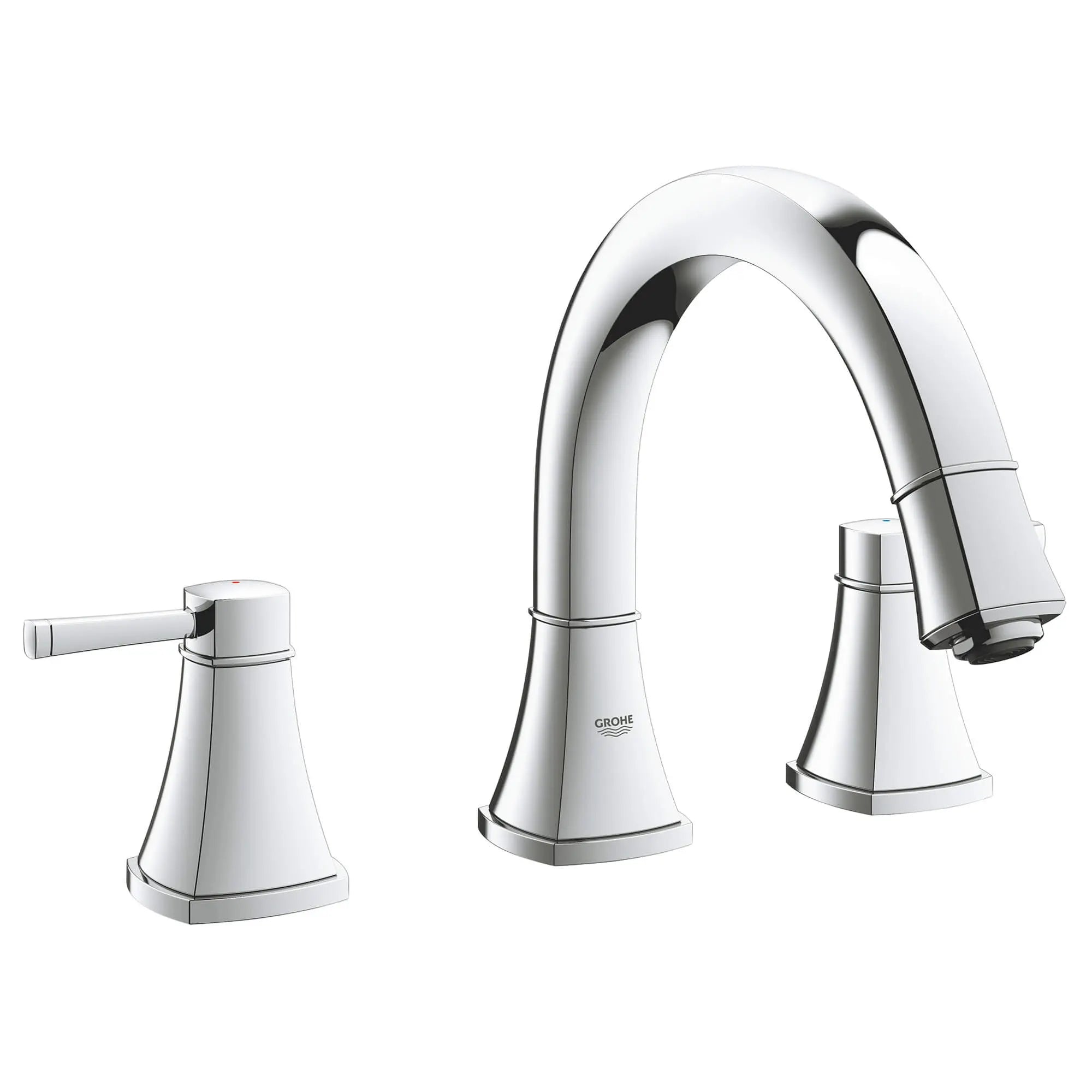 3-Hole 2-Handle Deck Mount Roman Tub Faucet // GROHE STARLIGHT CHROME // 13729_25154000-grandera-roman-bathtub-faucet-starlight-chrome_0_CDNwebp.webp