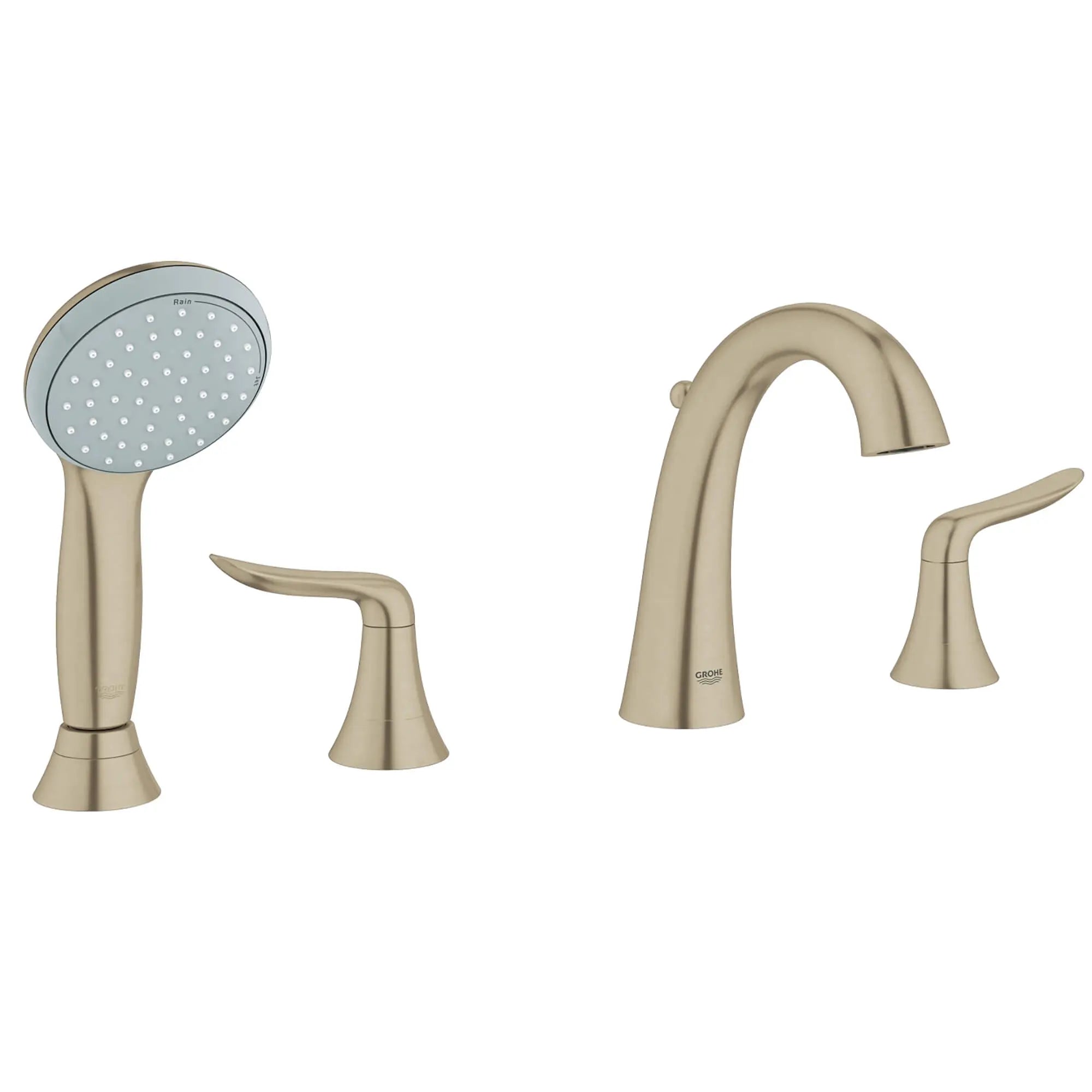 4-Hole 2-Handle Deck Mount Roman Tub Faucet with 2.0 GPM Hand Shower // BRUSHED NICKEL INFINITYFINISH // 13747_25164EN1-Agira-Four-Hole_Roman_Bathtub_Faucet_with_Handshower_0_CDNwebp.webp