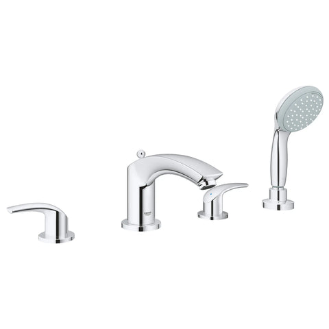 4-Hole 2-Handle Deck Mount Roman Tub Faucet with 1.75 GPM Hand Shower - GROHE StarLight Chrome