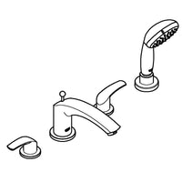 [25170ENA] 4-Hole 2-Handle Deck Mount Roman Tub Faucet with 1.75 GPM Hand Shower - GROHE StarLight Chrome