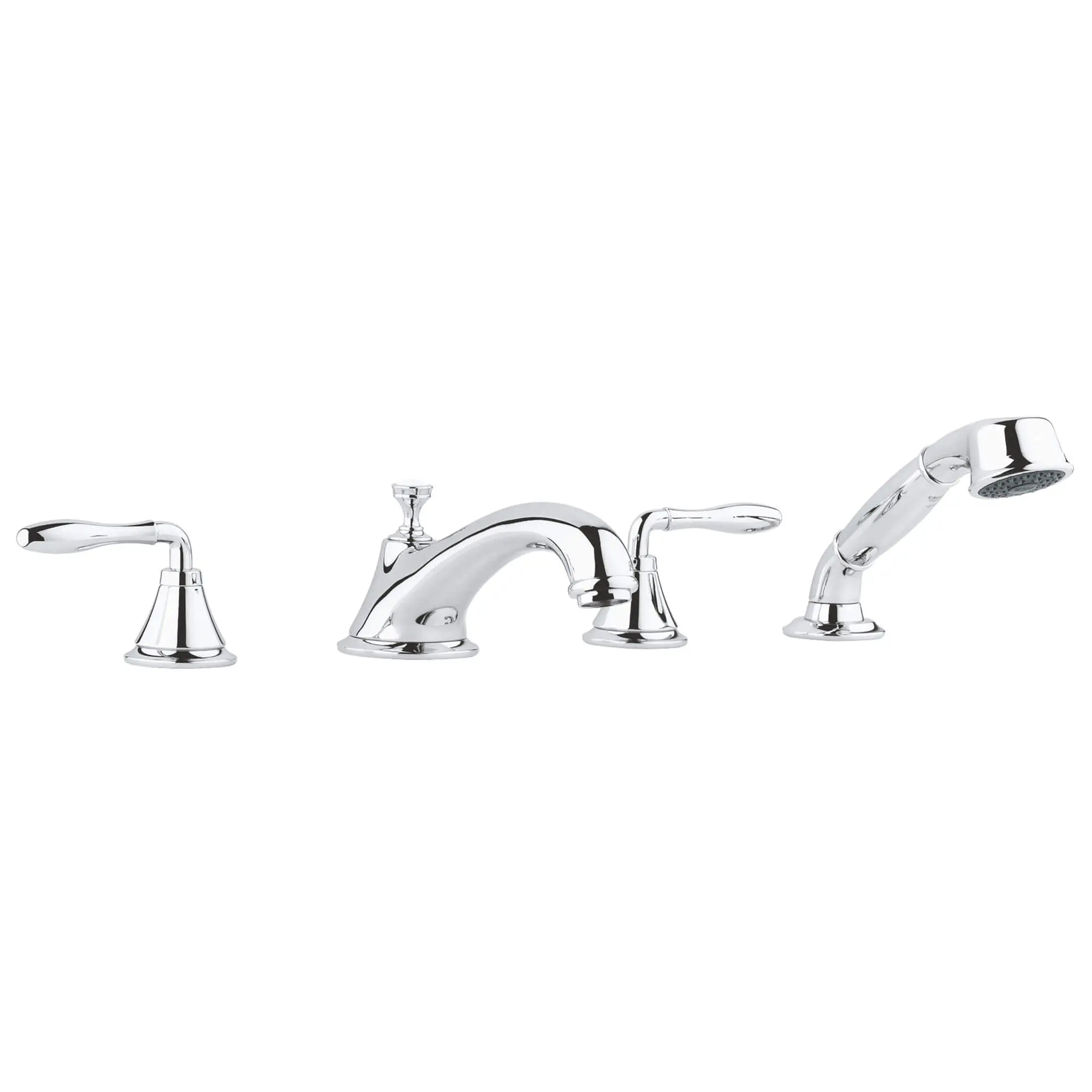 4-Hole 2-Handle Deck Mount Roman Tub Faucet with 1.75 GPM Hand Shower // GROHE STARLIGHT CHROME // 13757_25502001-seabury-four-hole-roman-bathtub-faucet-with-handshower-starlight-chrome-3_0_CDNwebp.webp