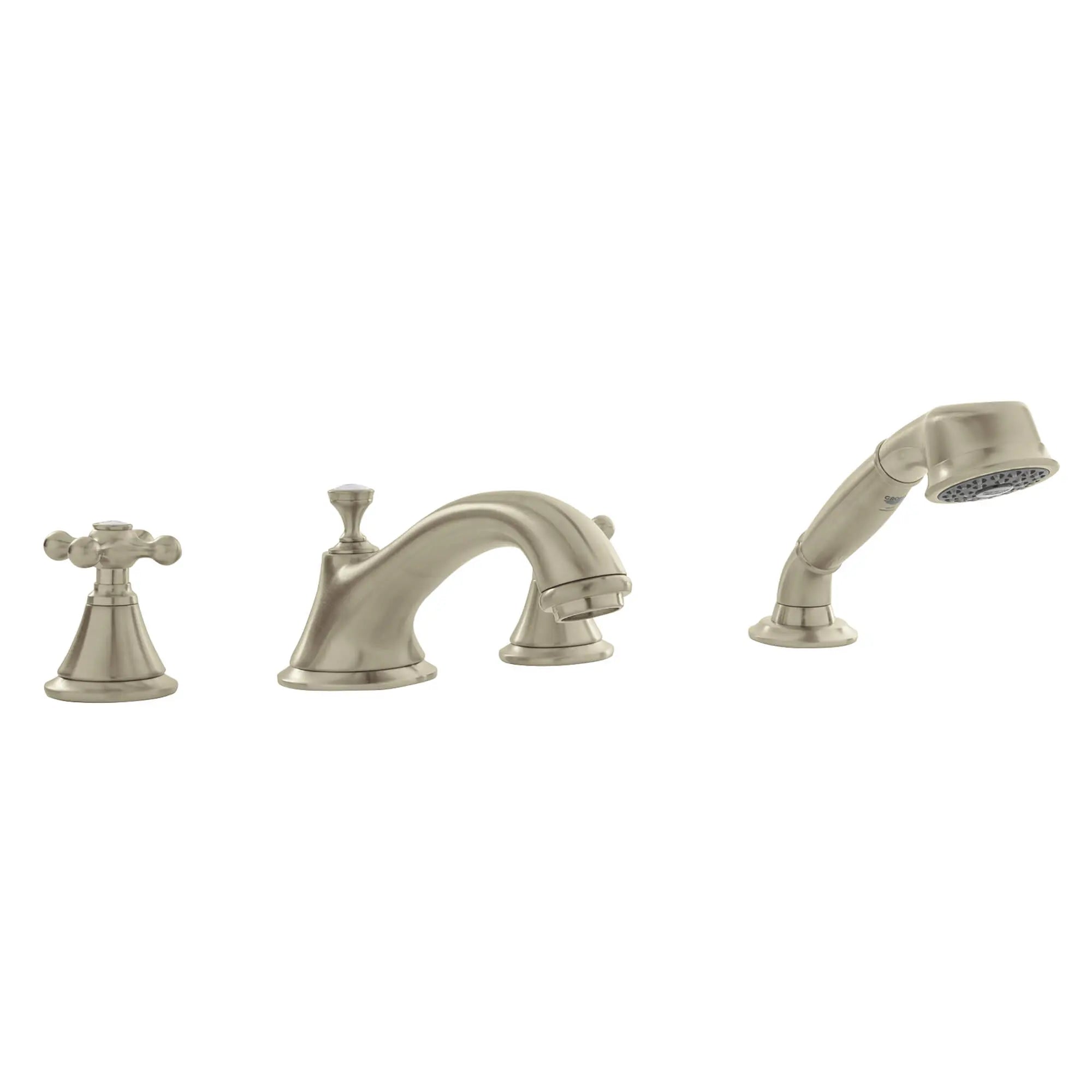 4-Hole 2-Handle Deck Mount Roman Tub Faucet with 1.75 GPM Hand Shower // BRUSHED NICKEL INFINITYFINISH // 13766_25502en1-seabury-four-hole-roman-bathtub-faucet-with-handshower-brushed-nickel-infinityfinish_0_CDNwebp.webp