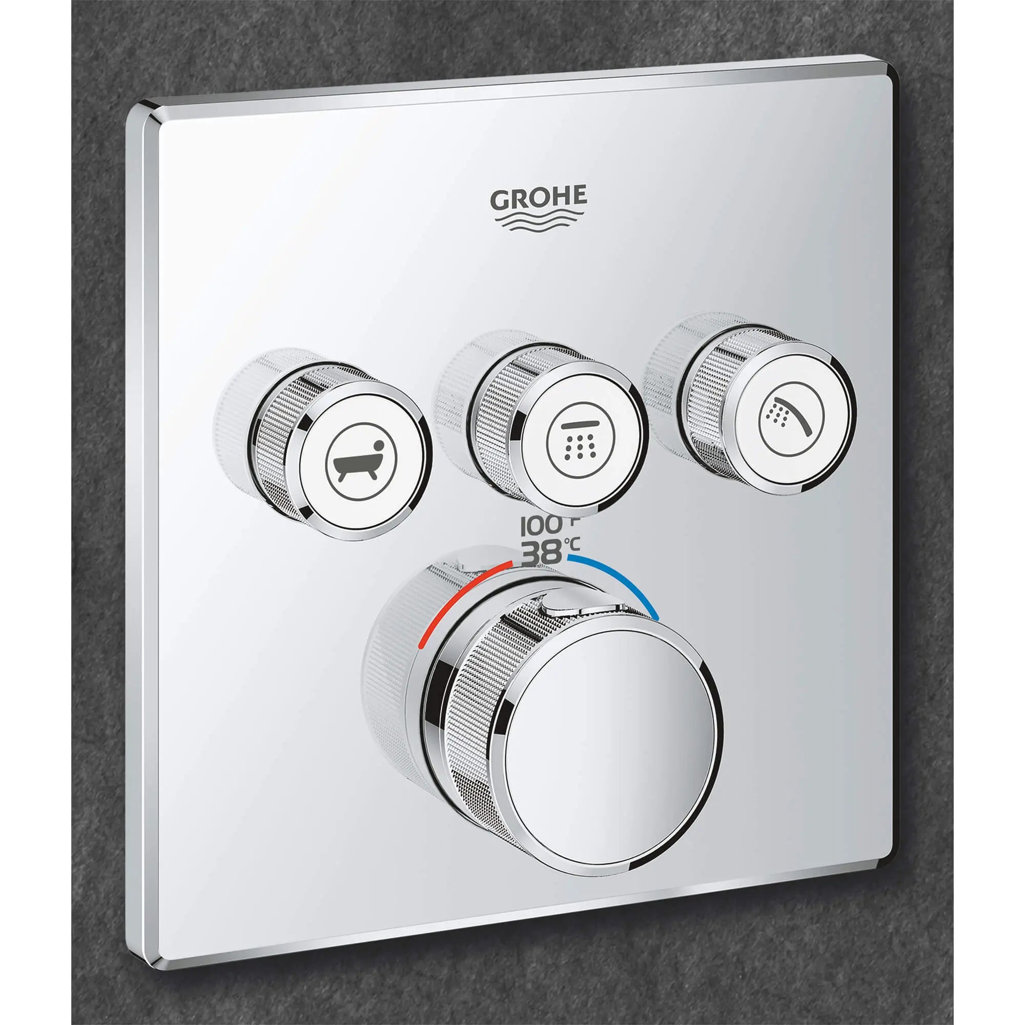 Triple Function Thermostatic Valve Trim // GROHE STARLIGHT CHROME // 1397_29142000-triple-function-thermostatic-trim-with-control-module-enviro-13_0_CDNwebp.webp