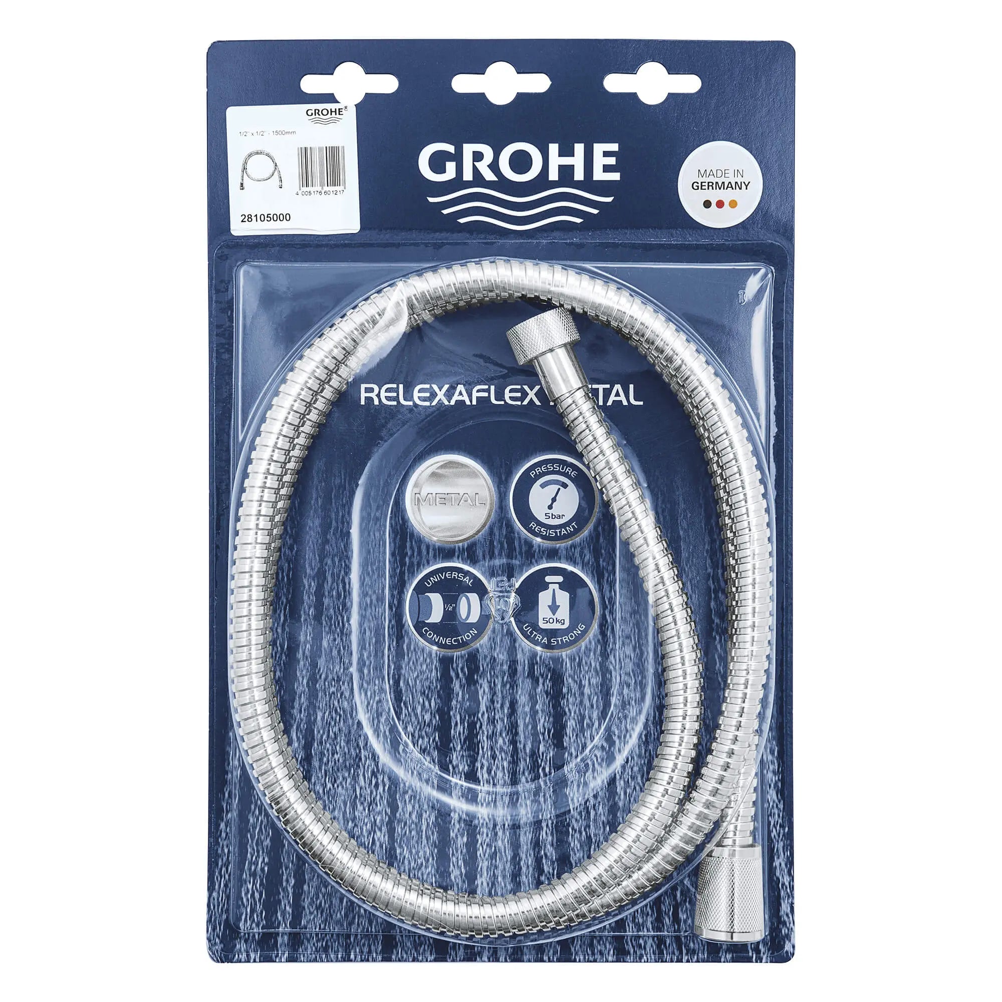 59" Metal Shower Hose // GROHE STARLIGHT CHROME // 14373_28105000-relexaflex-metal-shower-hose-1500-starlight-chrome-2_0_CDNwebp.webp