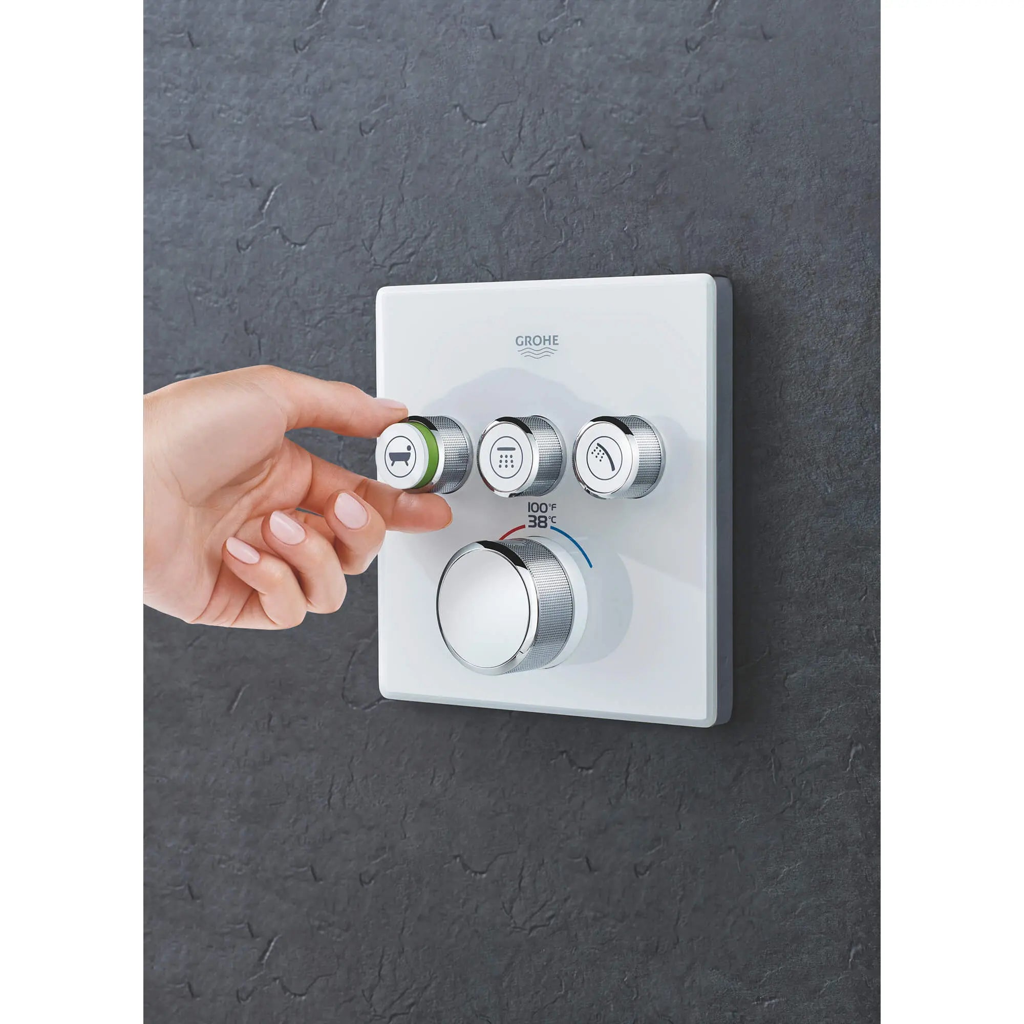 Grohe Automatic 2000 UP-Thermostat-Batterie, DN 15, Temperaturwählgriff<br>mit GROHE SafeStop, Sicherheitssperre bei 38°C Grohe Automatic 2000 UP-Thermostat-Batterie, DN 15, Temperaturwählgriff<br>mit GROHE SafeStop, Sicherheitssperre bei 38°C
