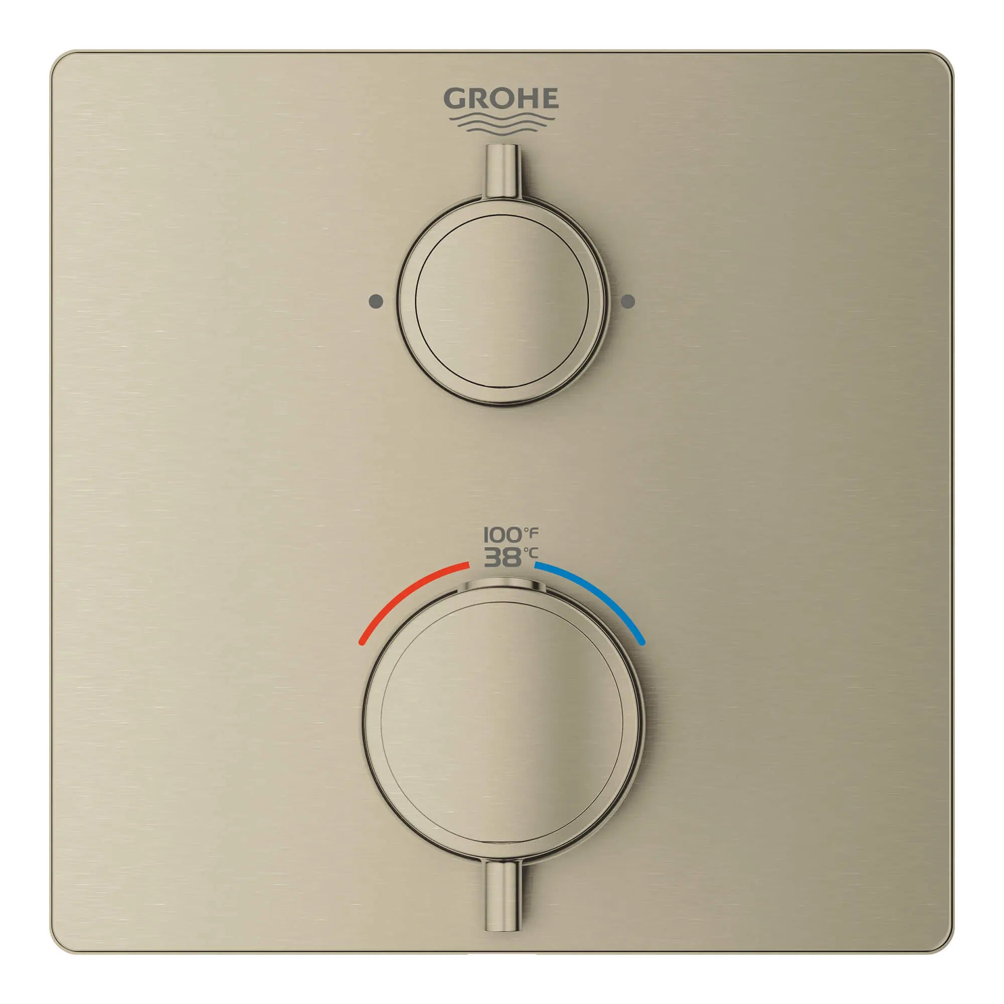 Dual Function 2-Handle Thermostatic Valve Trim // BRUSHED NICKEL INFINITYFINISH // 14467_24111en0-grohtherm-dual-function-2-handle-thermostatic-trim-brushed-nickel-infinityfinish-3_0_CDNwebp.webp