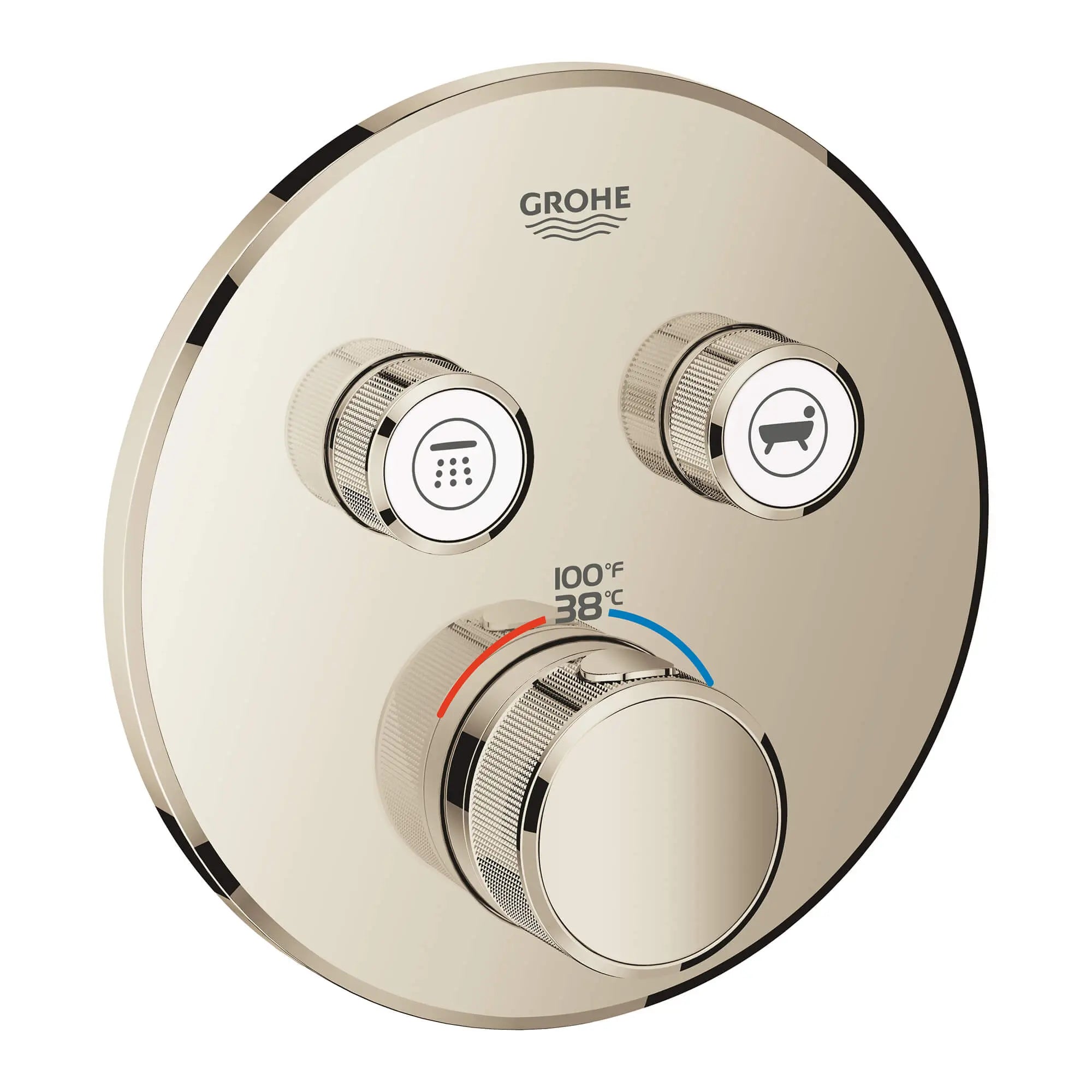 Dual Function Thermostatic Valve Trim // POLISHED NICKEL INFINITYFINISH // 14746_29137be0-grohtherm-smartcontrol-dual-function-thermostatic-trim-with-control-module-polished-nickel_0_CDNwebp.webp