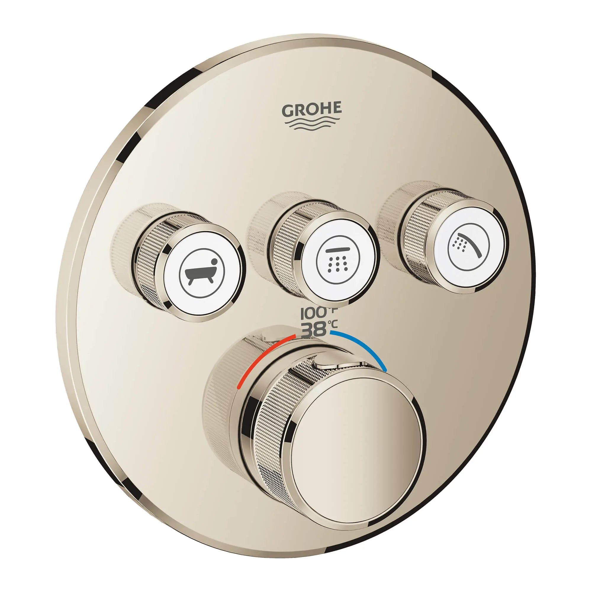 Triple Function Thermostatic Valve Trim // POLISHED NICKEL INFINITYFINISH // 14751_29138be0-grohtherm-smartcontrol-triple-function-thermostatic-trim-with-control-module-polished-nickel_0_CDNwebp.webp