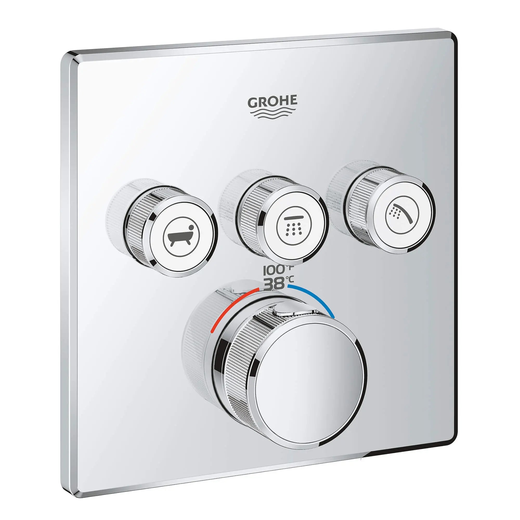 Triple Function Thermostatic Valve Trim // GROHE STARLIGHT CHROME // 14758_29142000-grohtherm-smartcontrol-triple-function-thermostatic-trim-with-control-module-starlight-chrome_0_CDNwebp.webp