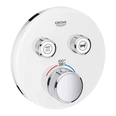 Dual Function Thermostatic Valve Trim - Moon White