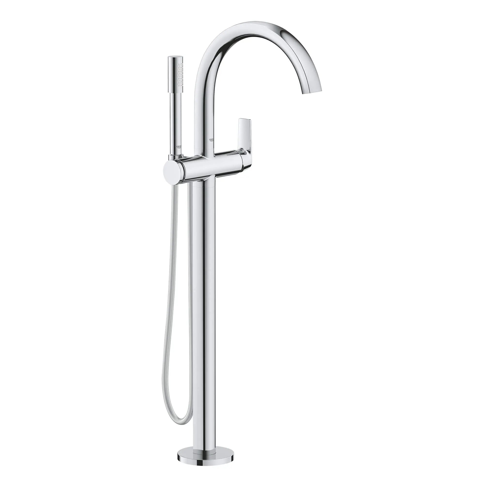 Single-Handle Freestanding Tub Faucet with 1.75 GPM (6.6 L/min) Hand Shower // GROHE STARLIGHT CHROME // 14797_29302000-defined-single-lever-bathtub-faucet-floor-mounted-starlight-chrome_0_CDNwebp.webp