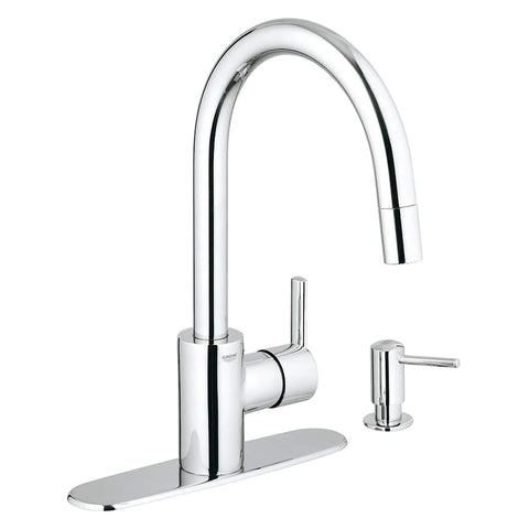 Single-Handle Pull Down Kitchen Faucet Dual Spray 1.75 GPM - GROHE StarLight Chrome