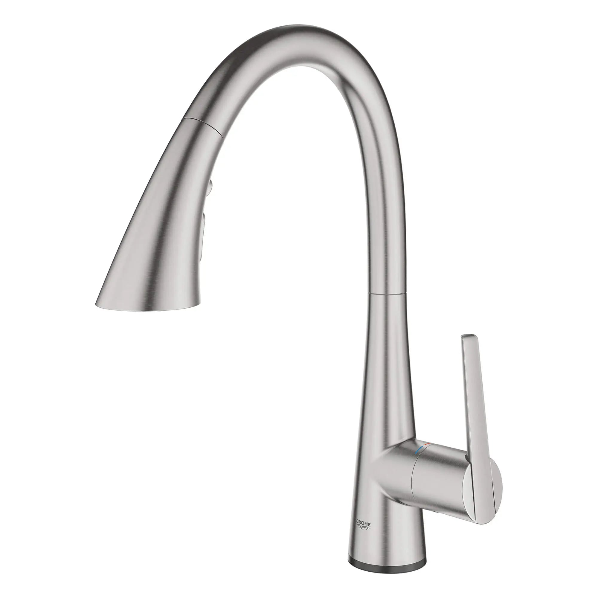GROHE Zedra Single-Handle Pull Down Kitchen Faucet Triple Spray 1.75 GPM (6.6 L/min) with Touch Technology // SUPERSTEEL INFINITYFINISH // 14866_30205dc2-ladylux-touch-single-handle-kitchen-faucet-supersteel-infinityfinish-2_0_CDNwebp.webp
