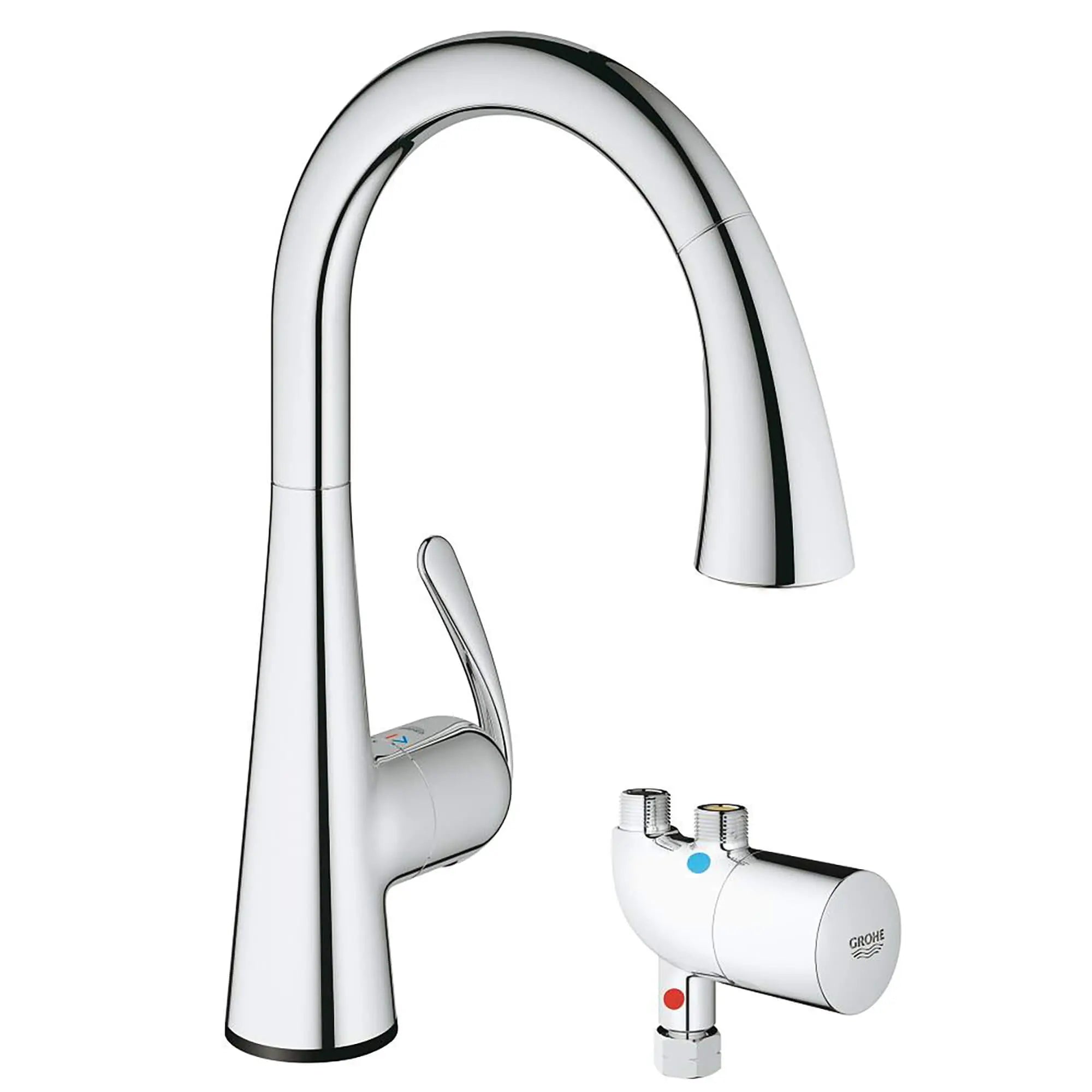 Single-Handle Pull Down Kitchen Faucet Dual Spray 1.75 GPM // GROHE STARLIGHT CHROME // 14897_30226000-Ladylux3_Cafe_Touch-Pull-Down_Kitchen_Faucet_with_Touch_Technology_0_CDNwebp.webp
