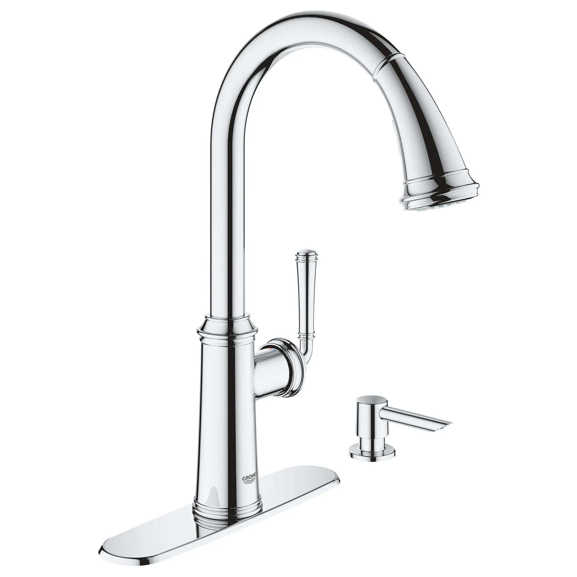 Single-Handle Pull Down Kitchen Faucet Dual Spray 1.75 GPM // GROHE STARLIGHT CHROME // 14929_30318000-gloucester-single-handle-kitchen-faucet-starlight-chrome_0_CDNwebp.webp
