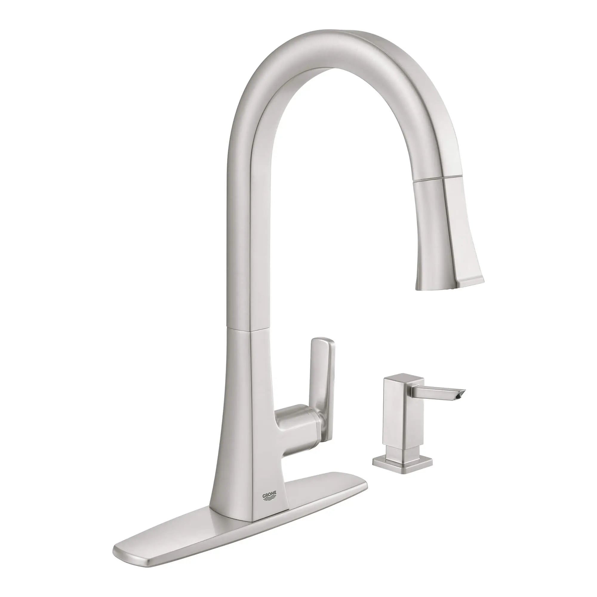 Single-Handle Pull Down Kitchen Faucet Dual Spray 1.75 GPM // SUPERSTEEL INFINITYFINISH // 14941_30365dc0-carre-single-handle-pull-down-kitchen-faucet-supersteel-infinityfinish_0_CDNwebp.webp