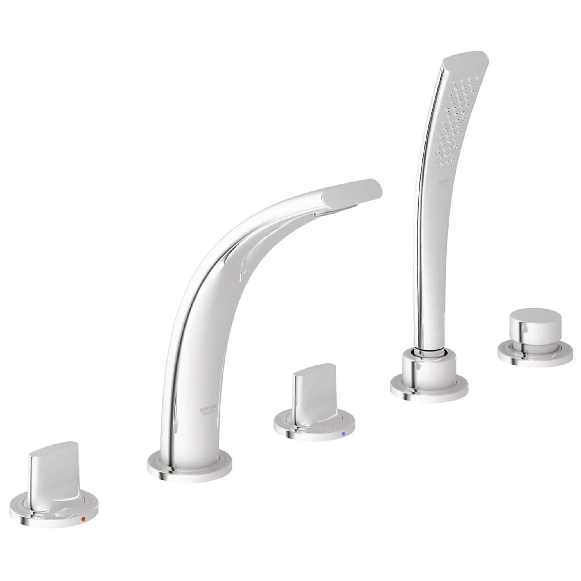 4-Hole Bath Combination // GROHE STARLIGHT CHROME // 14964_31053000-GROHE_Ondus-Five-Hole_Bathtub_Faucet_with_Handshower_0_CDNwebp.webp