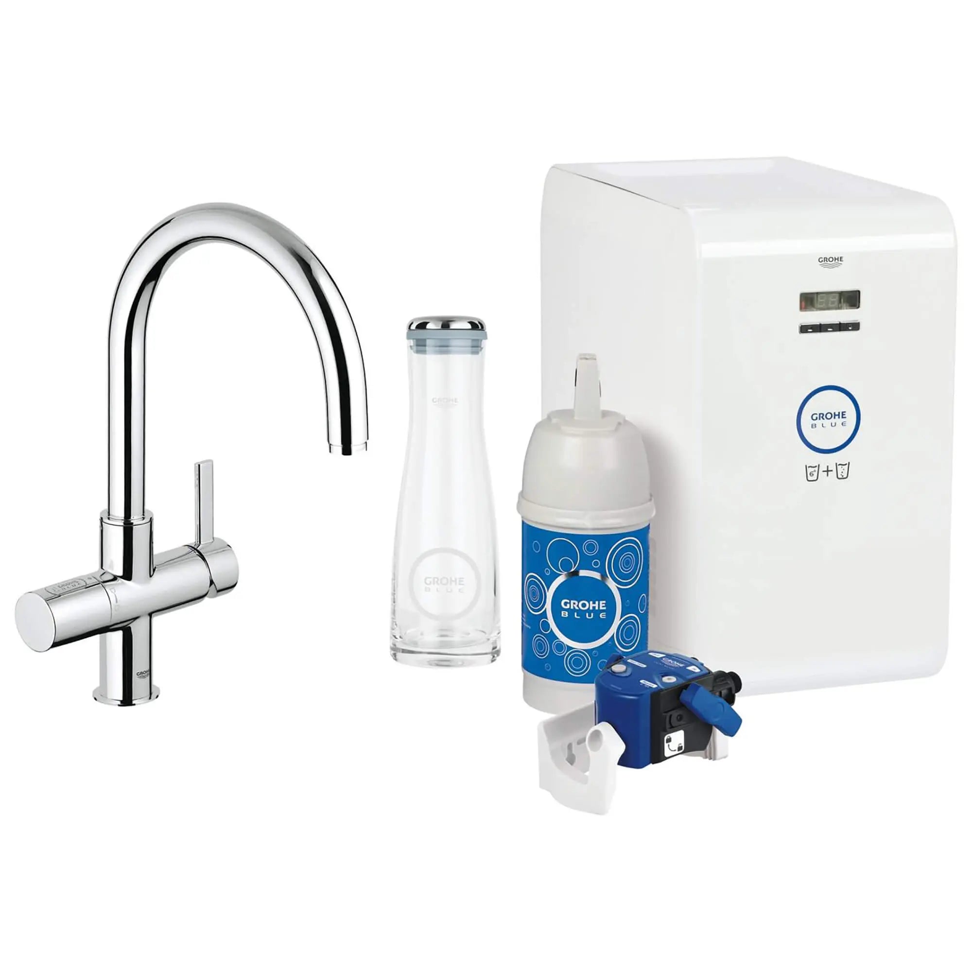 Single-Handle Kitchen Faucet 1.75 GPM with Chilled and Sparkling Water System Starter Kit // GROHE STARLIGHT CHROME // 14999_31251000-GROHE_Blue_Professional-Kitchen_Faucet_Starter_Kit_0_CDNwebp.webp