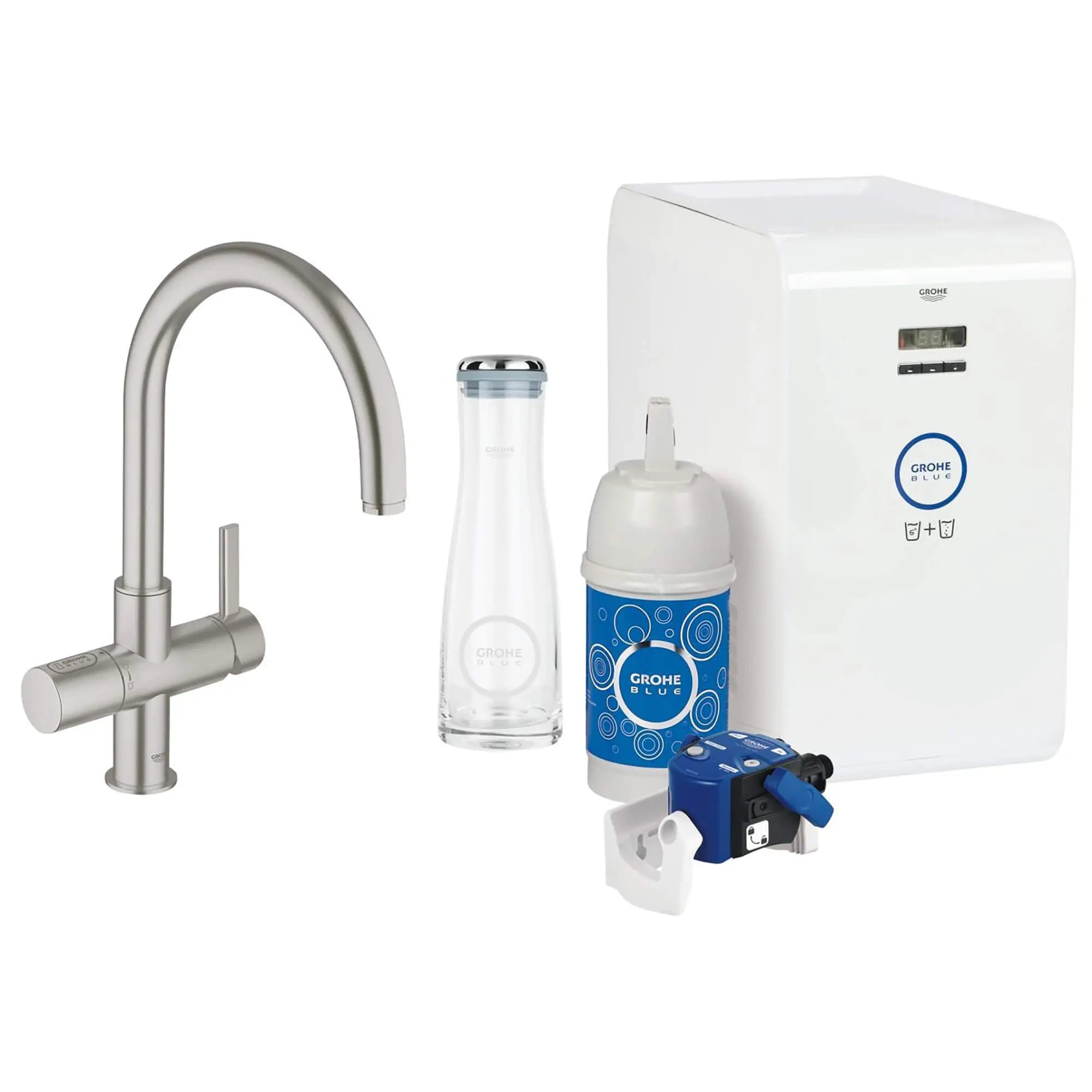 Single-Handle Kitchen Faucet 1.75 GPM with Chilled and Sparkling Water System Starter Kit // SUPERSTEEL INFINITYFINISH // 15001_31251DC0-GROHE_Blue_Professional-Kitchen_Faucet_Starter_Kit_0_CDNwebp.webp