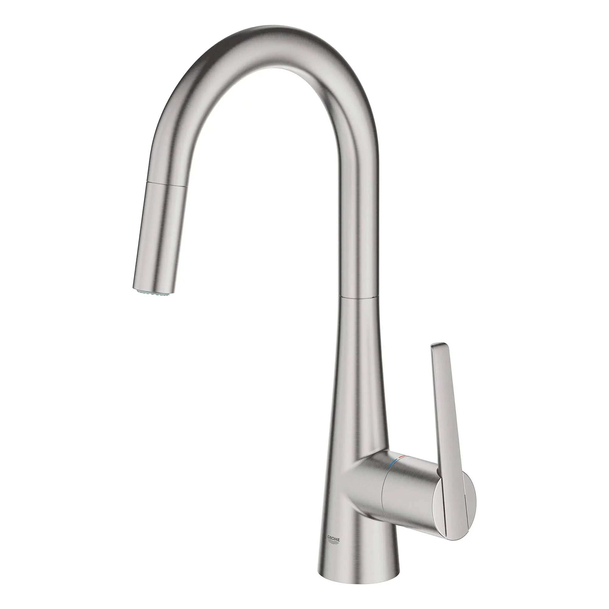 GROHE Zedra Single-Handle Pull Down Kitchen Faucet Dual Spray 1.75 GPM (6.6 L/min) // SUPERSTEEL INFINITYFINISH // 15121_32226dc3-ladylux-single-handle-kitchen-faucet-supersteel-infinityfinish-2_0_CDNwebp.webp