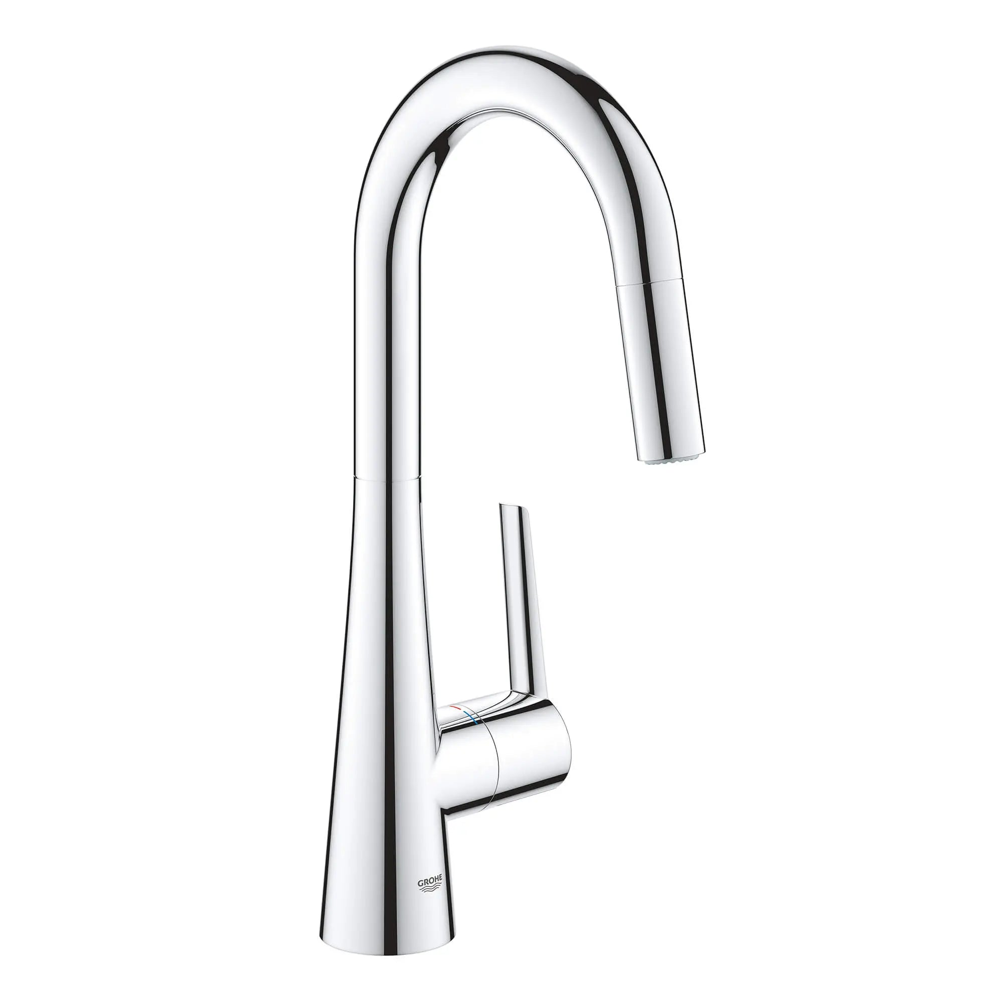 GROHE Zedra Single-Handle Pull Down Dual Spray Prep Faucet 1.75 GPM (6.6 L/min) // GROHE STARLIGHT CHROME // 15133_32283003-ladylux-single-handle-kitchen-faucet-starlight-chrome-2_0_CDNwebp.webp