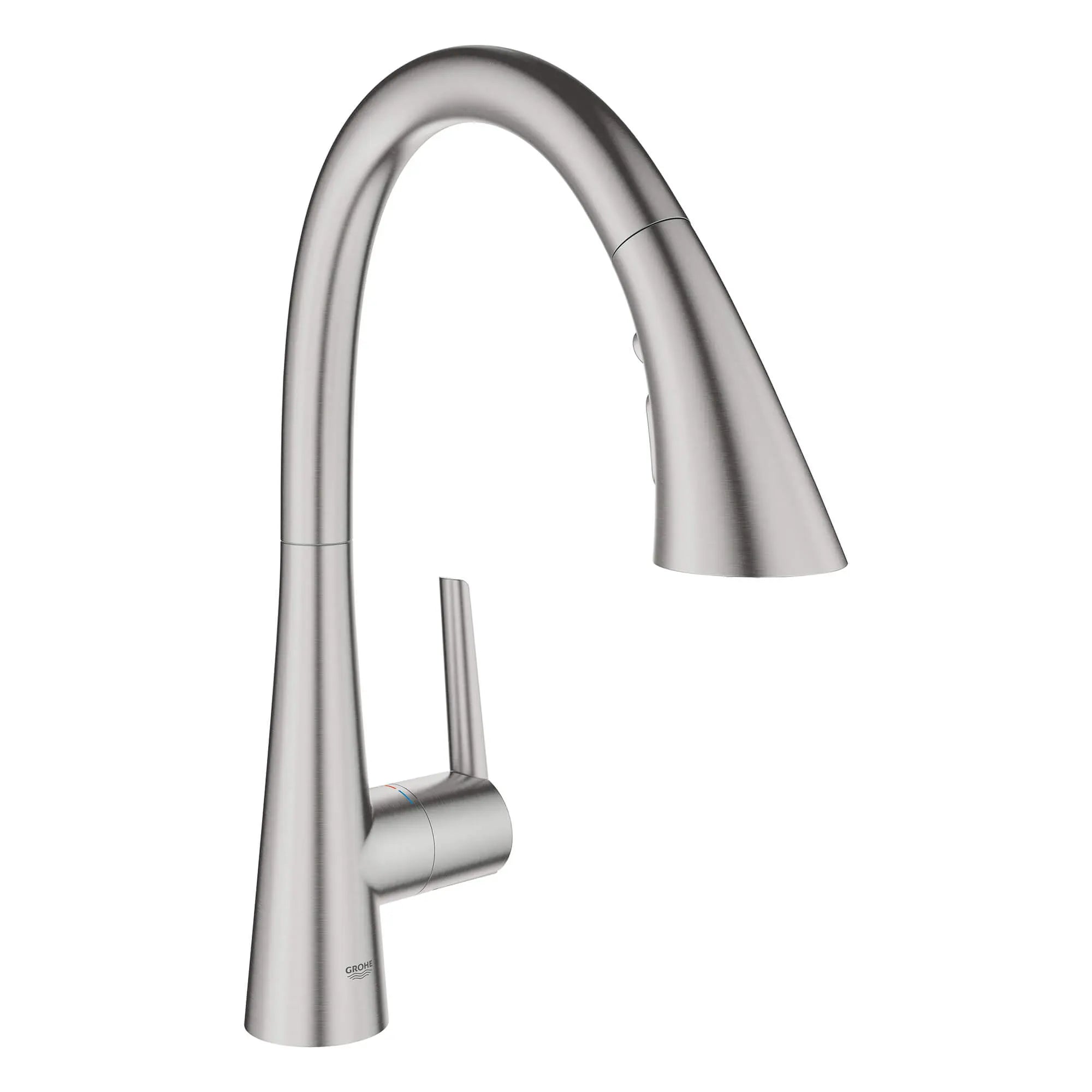 GROHE Zedra Single-Handle Pull Down Kitchen Faucet Triple Spray 1.75 GPM (6.6 L/min) // SUPERSTEEL INFINITYFINISH // 15155_32298dc3-ladylux3-single-handle-kitchen-faucet-supersteel-infinityfinish-2_0_CDNwebp.webp