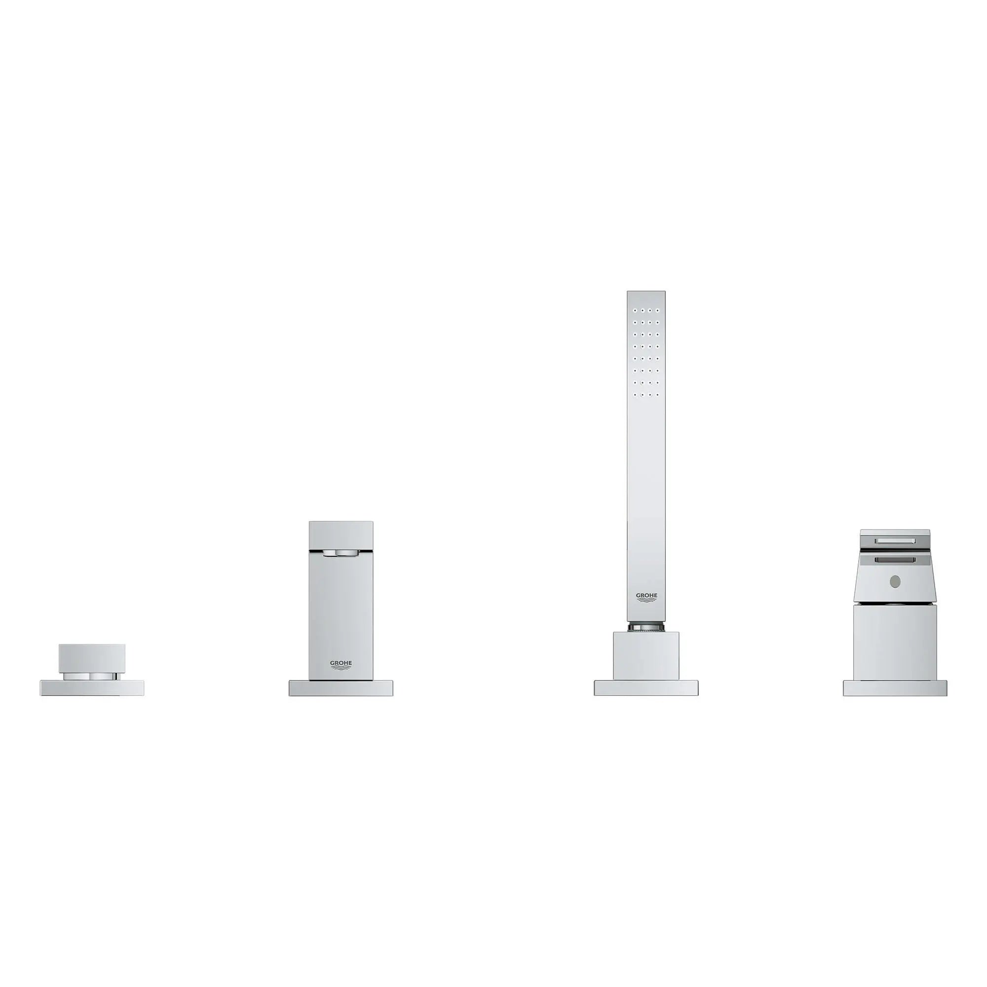 4-Hole Single-Handle Deck Mount Roman Tub Faucet with 1.75 GPM (6.6 L/min) Hand Shower // GROHE STARLIGHT CHROME // 153556_19897001_1_0_CDNwebp.webp