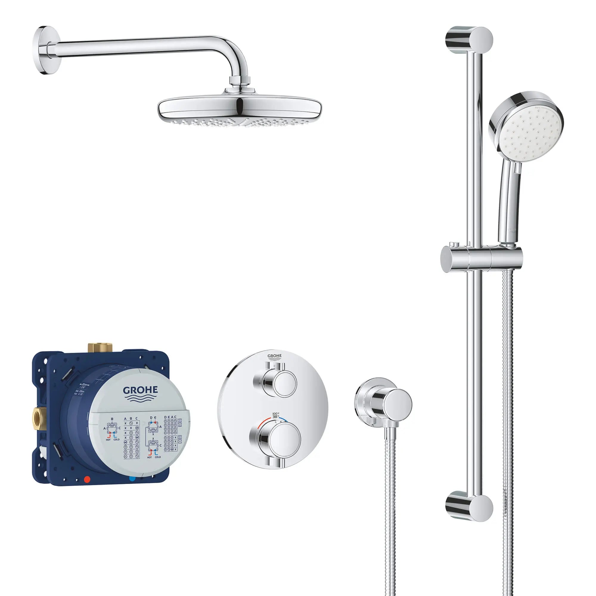 2-Handle Dual Function Thermostatic Shower Bundle // GROHE STARLIGHT CHROME // 15384_34745000-grohtherm-cube-shower-set-with-tempesta-210-starlight-chrome_0_CDNwebp.webp