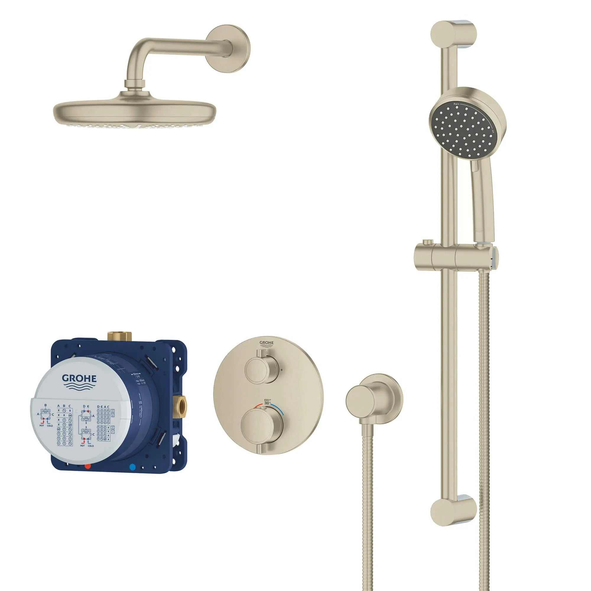 2-Handle Dual Function Thermostatic Shower Bundle // BRUSHED NICKEL INFINITYFINISH // 15385_34745en0-grohtherm-cube-shower-set-with-tempesta-210-brushed-nickel-infinityfinish-3_0_CDNwebp.webp